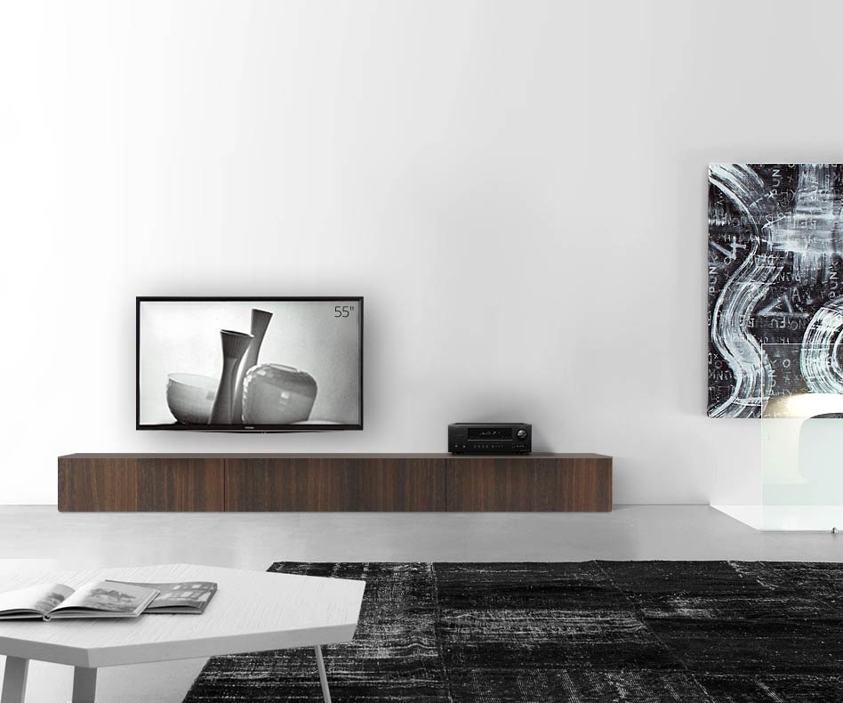 Livitalia Holz Design Lowboard Konfigurator Boden 300 cm 32 cm 46 cm Eiche braun