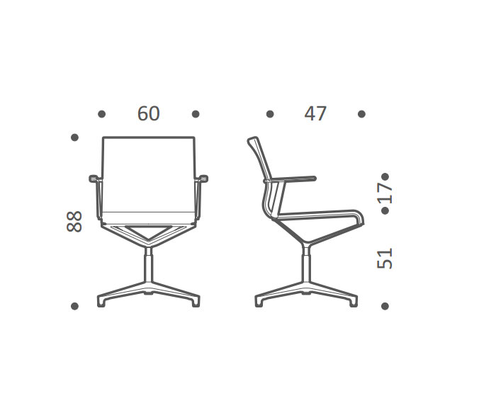 Skizze von ICF Stick ETK Design Bürostuhl H 37 ohne Rollen Skizze von ICF Stick ETK Design Bürostuhl H 37 ohne Rollen