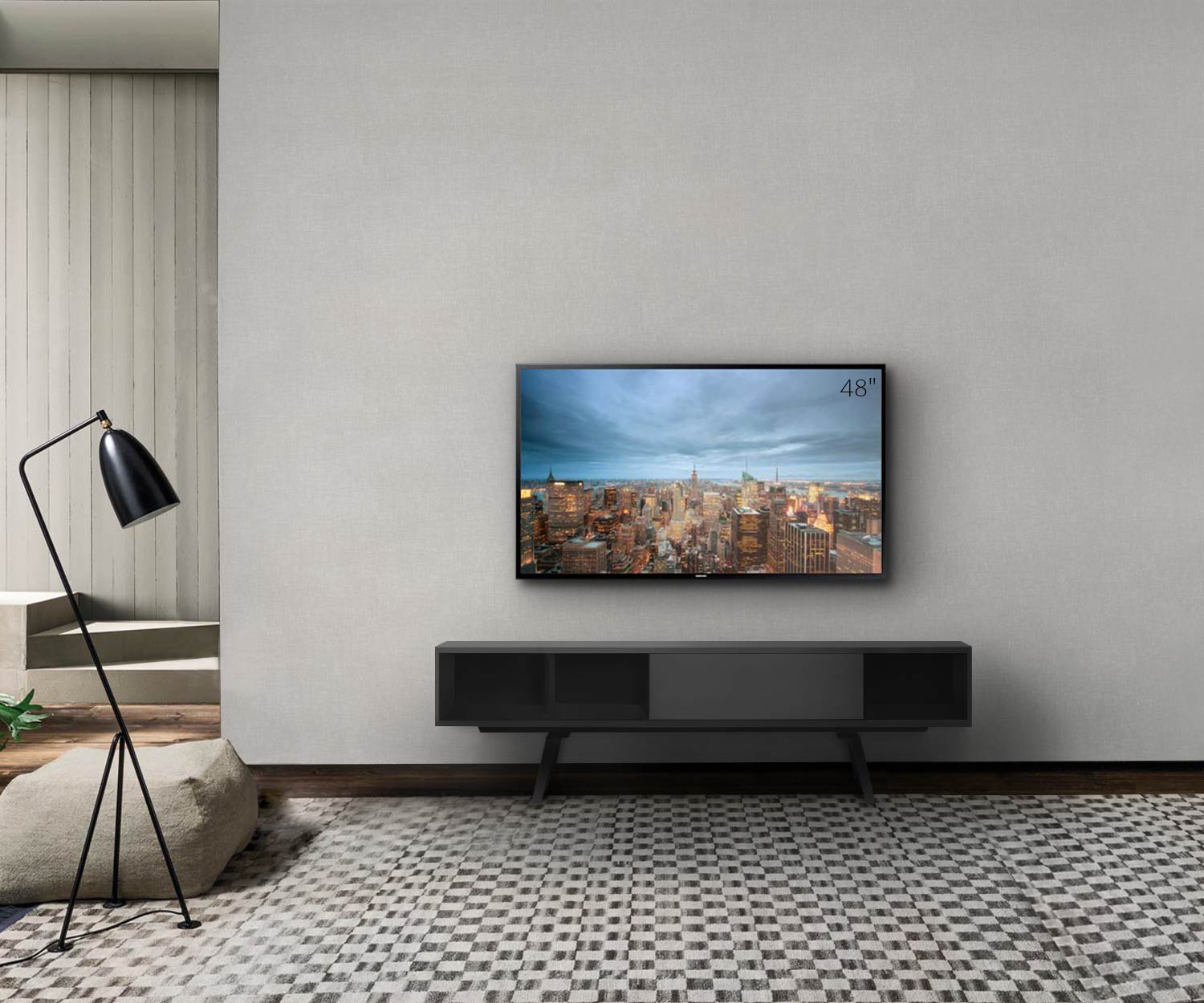 al2 e klipse 005 TV Designer Design Lowboard mit offenem Fach Schublade in Schwarz  al2 e klipse 005 TV Designer Design Lowboard mit offenem Fach Schublade in Schwarz