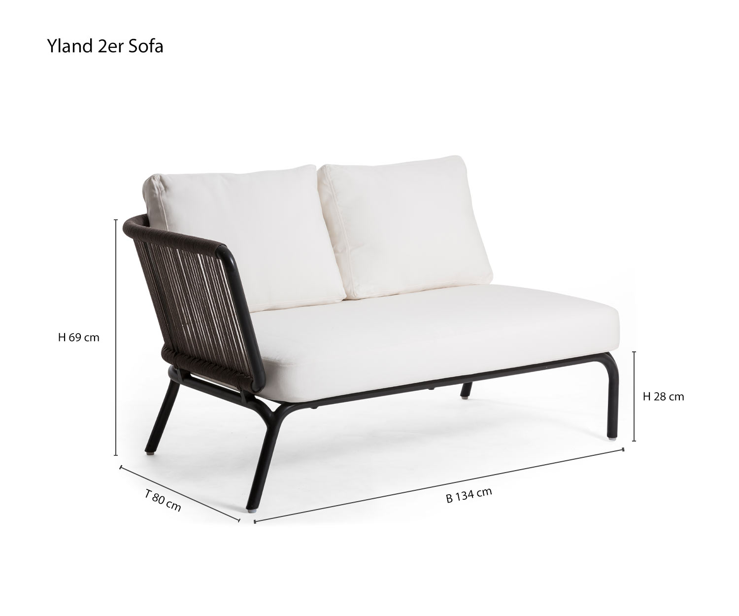 Yland Designer 2er Sofa für den Garten von Oasiq Größen Skizze Größenangaben Maße Yland Designer 2er Sofa für den Garten von Oasiq Größen Skizze Größenangaben Maße