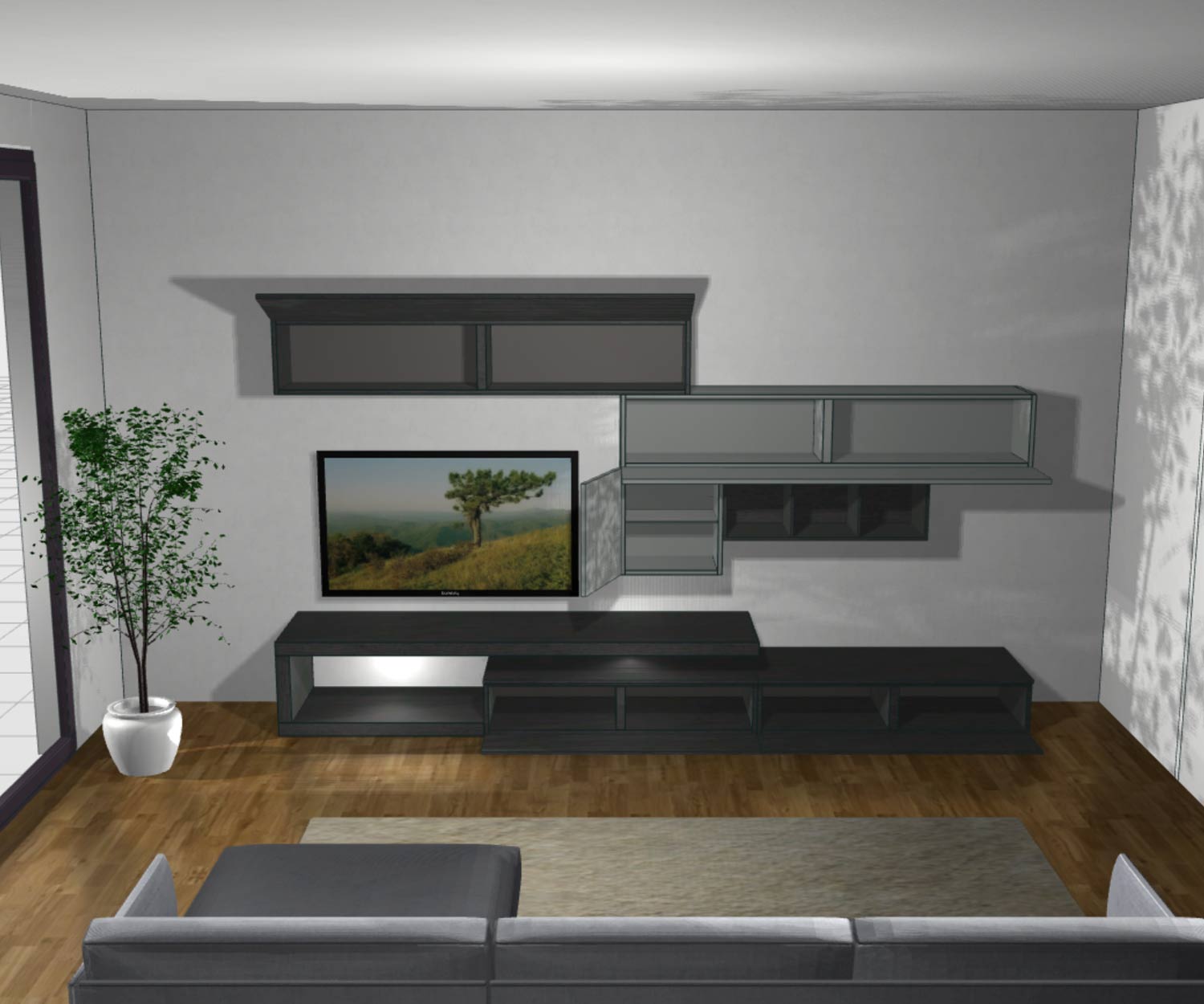 Hochwertige Designer  Wohnwand C99 Türen offen Hochwertige Designer  Wohnwand C99 Türen offen