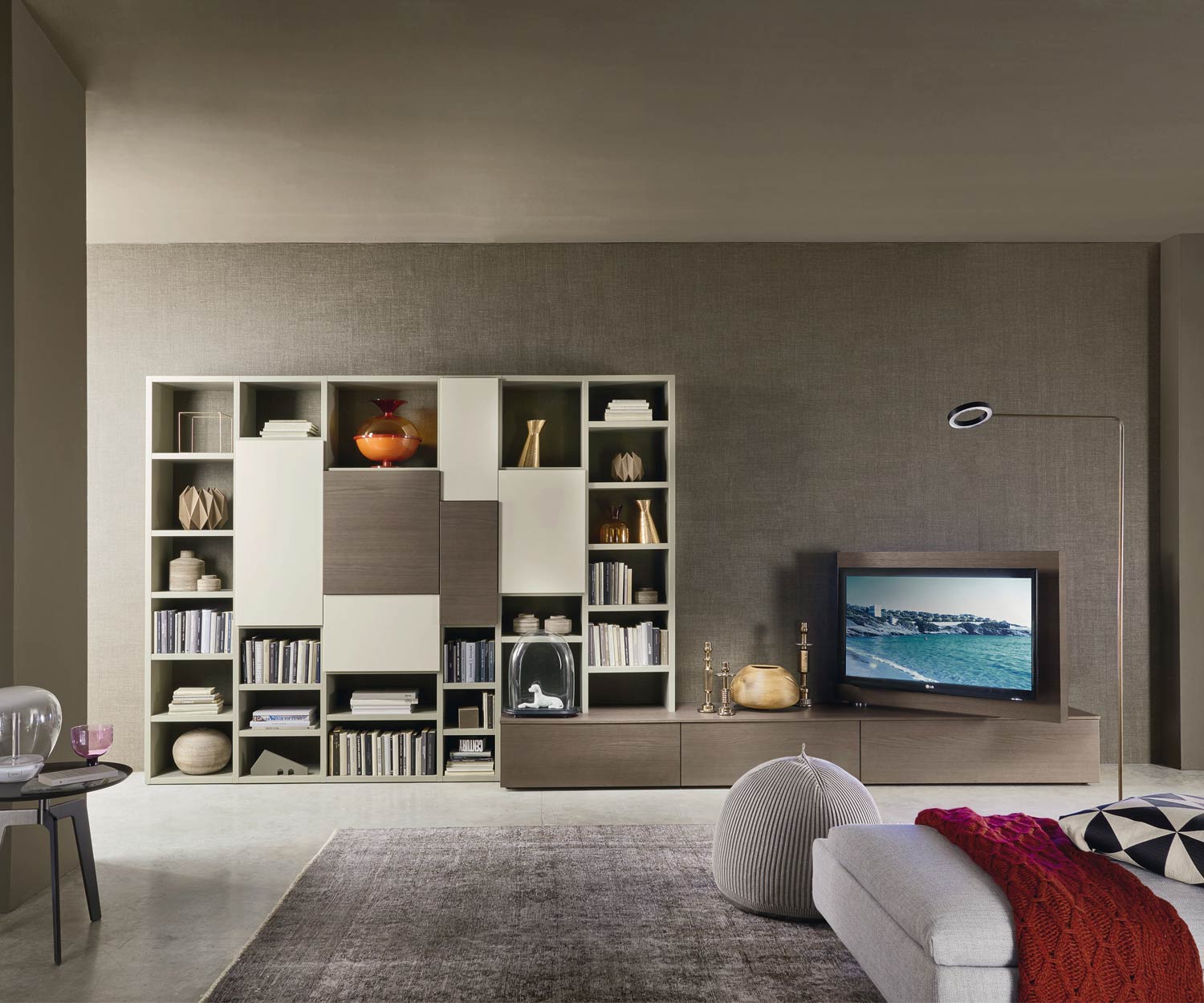 Exklusive Livitalia Design Wohnwand C45 mit Bücherregal Exklusive Livitalia Design Wohnwand C45 mit Bücherregal