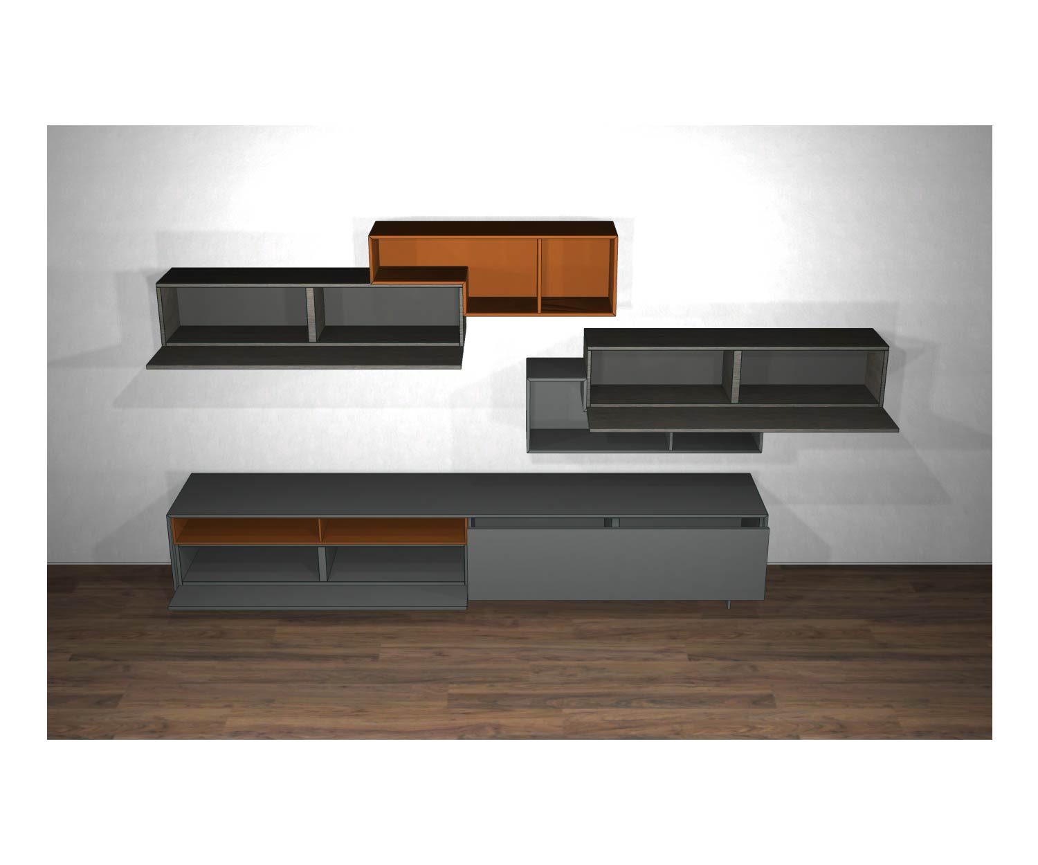 Livitalia Design Wohnwand C21 mit offenen Elementen und Türen Livitalia Design Wohnwand C21 mit offenen Elementen und Türen