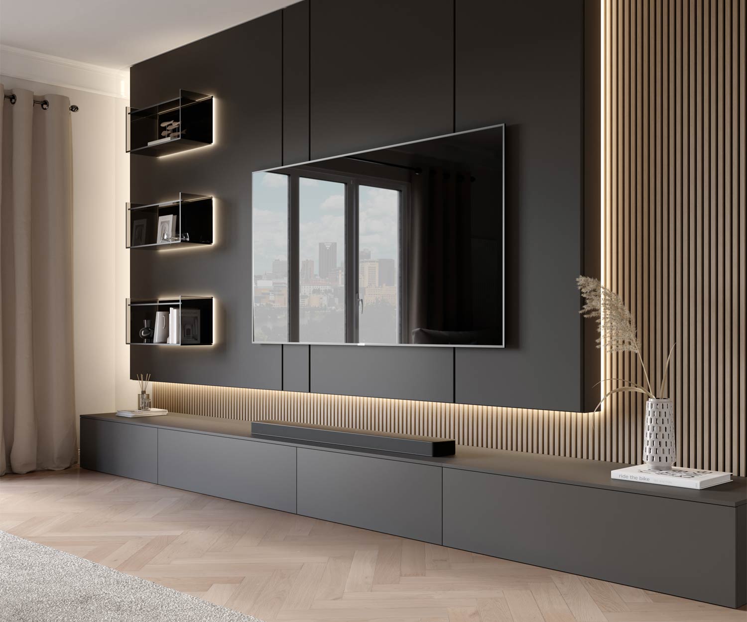 Livitalia Luxus Design TV Wohnwand C100