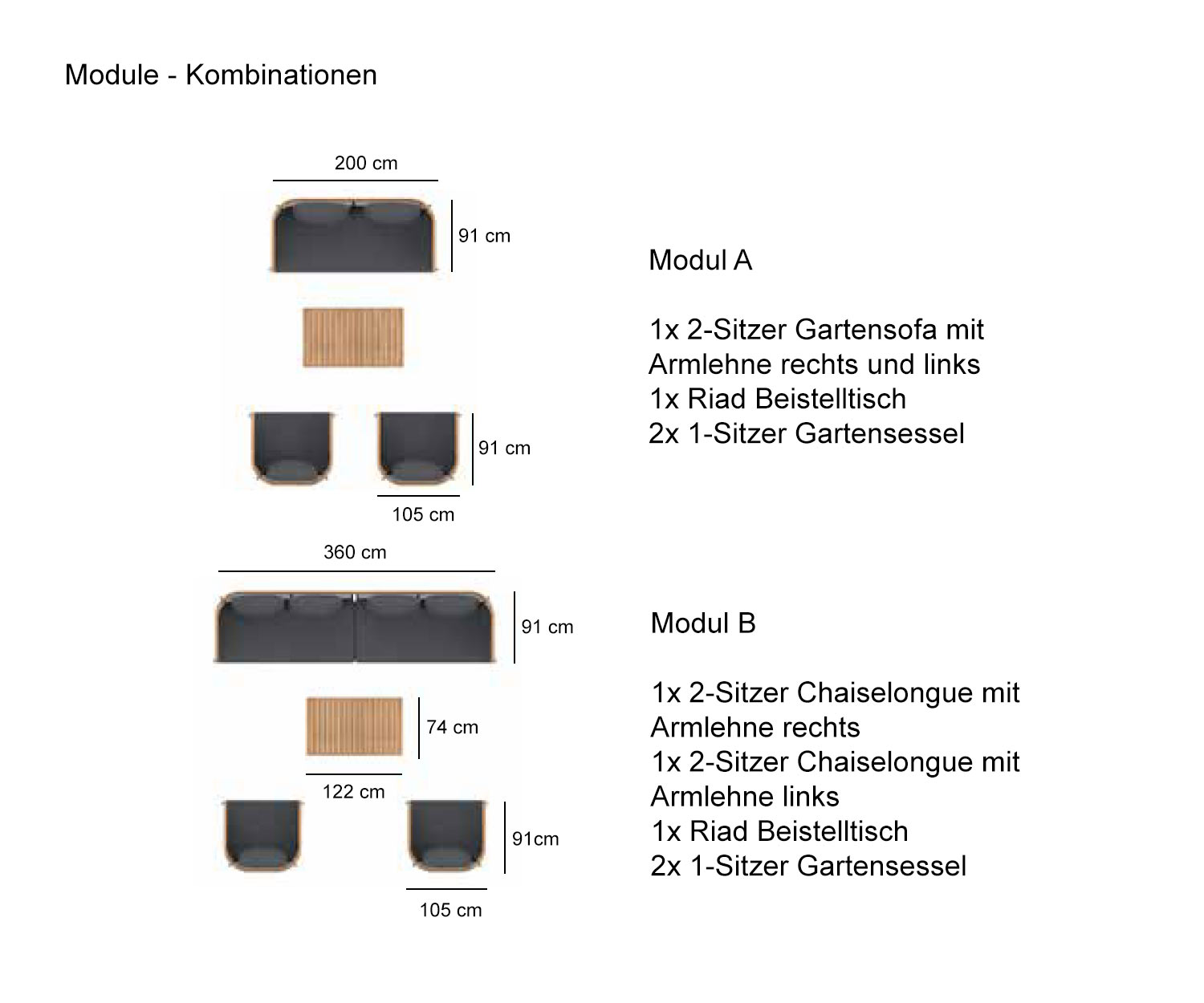 Oasiq Riad Gartensessel Gartensofa Kollektion in Modulen Oasiq Riad Gartensessel Gartensofa Kollektion in Modulen