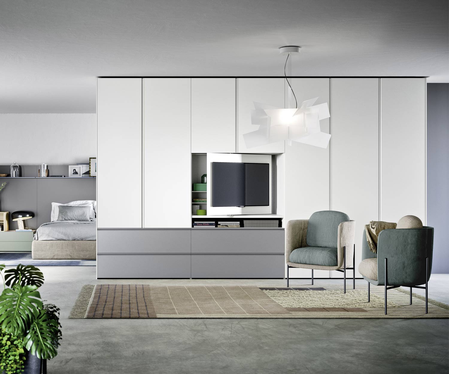 Moderner Design Kleiderschrank Gola TV Fach Element von Novamobili Moderner Design Kleiderschrank Gola TV Fach Element von Novamobili