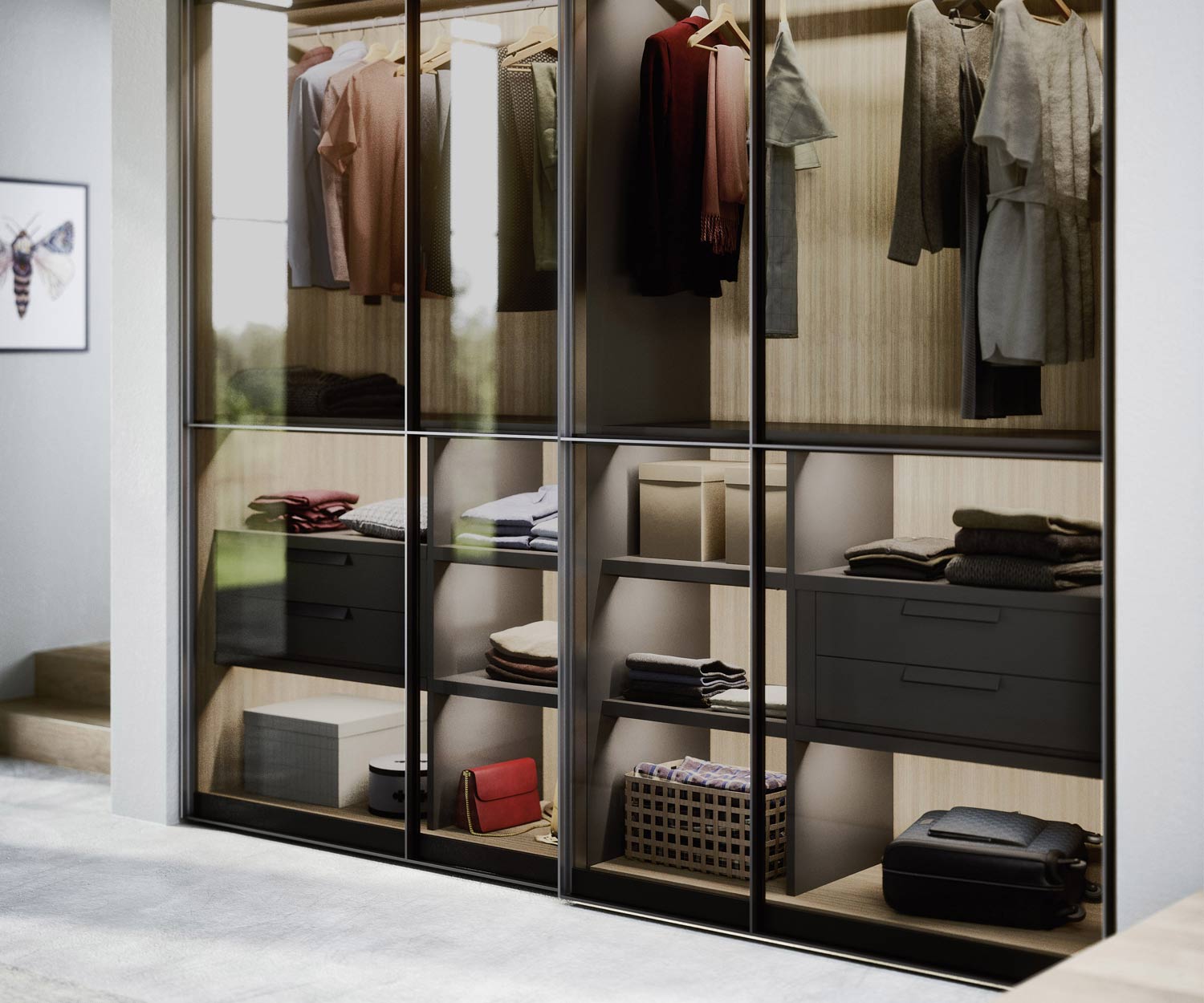 Novamobili Design Kleiderschrank Layer Getöntes transparentes Glas Novamobili Design Kleiderschrank Layer Getöntes transparentes Glas