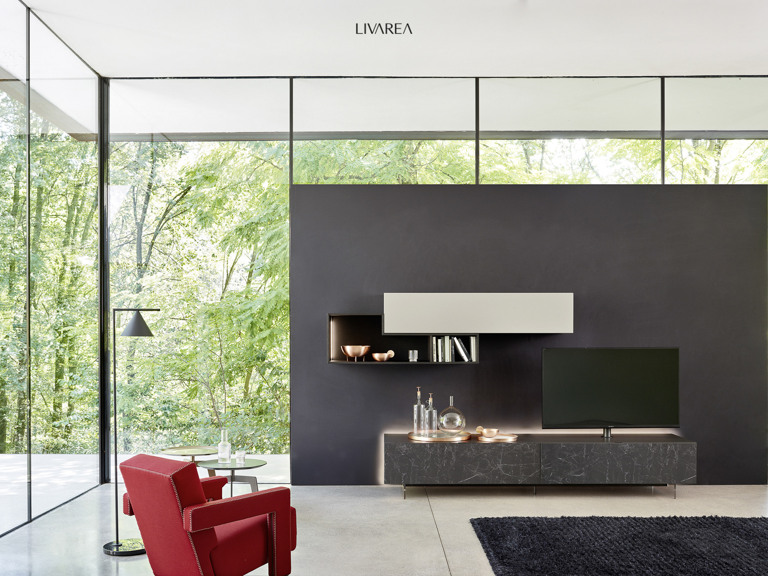 Helles Designer Wohnzimmer mit Wohnwand klein und Hängeschrank Helles Designer Wohnzimmer mit Wohnwand klein und Hängeschrank