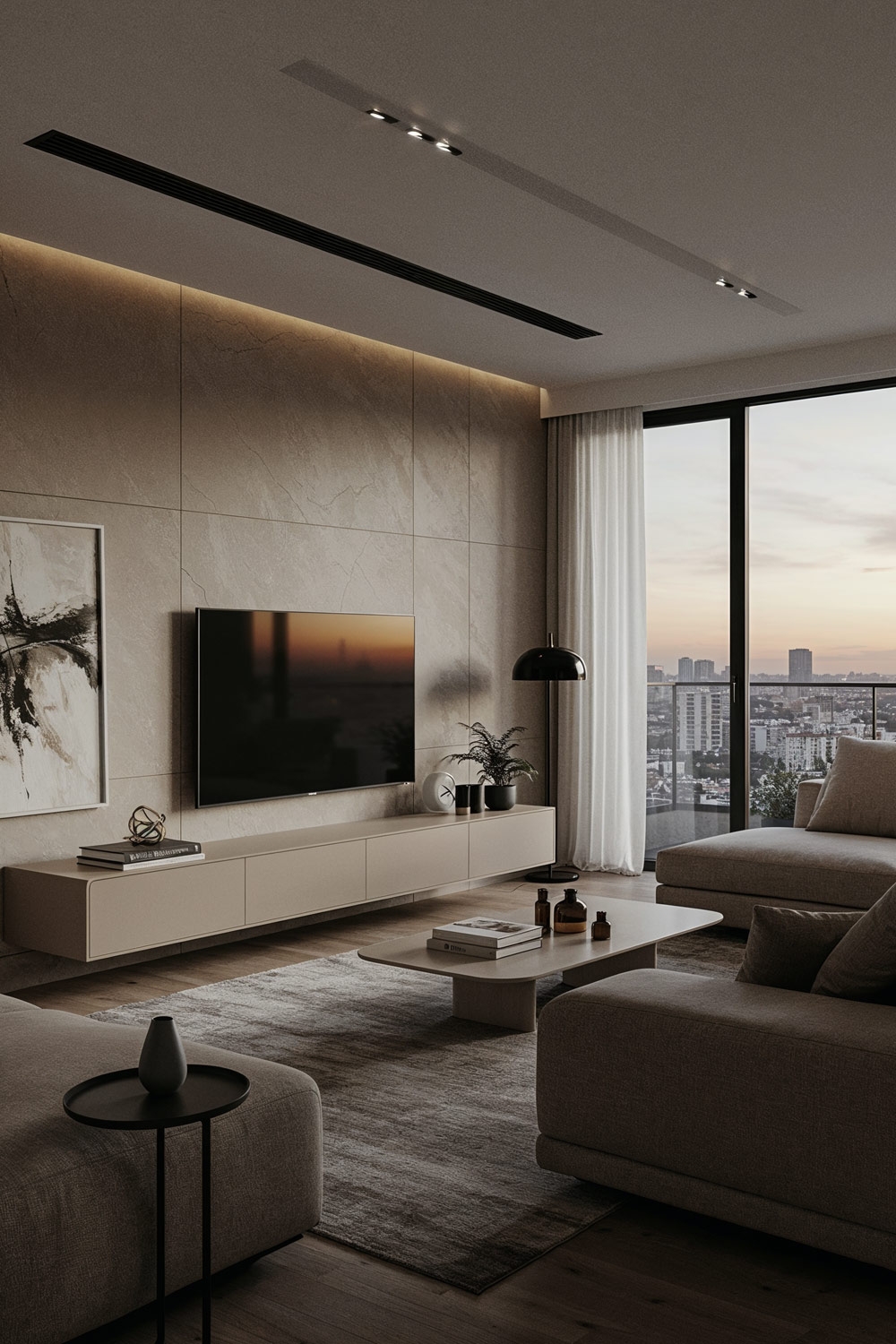 wohnzimmer-mit-wand-in-beige