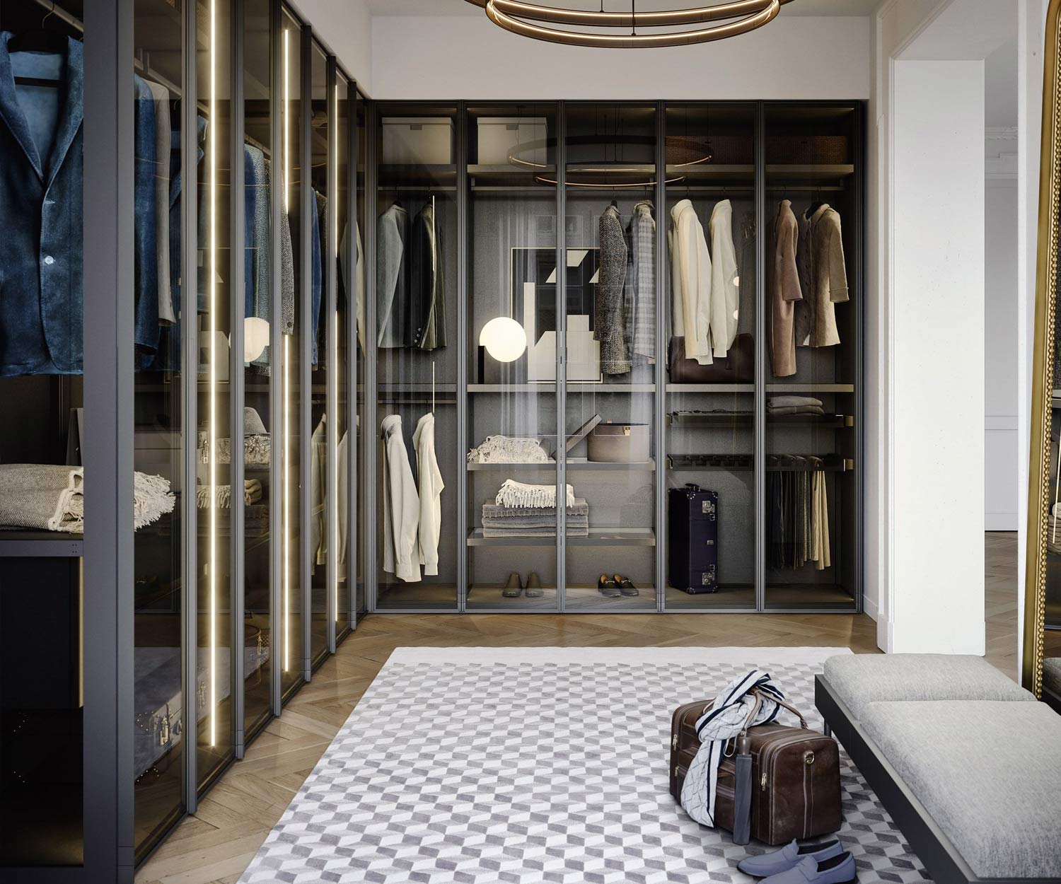 Novamobili Kleiderschrank Perry Glastueren Novamobili Kleiderschrank Perry Glastueren