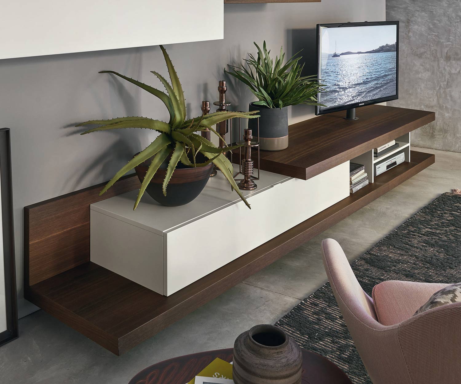 Exklusives Offenes Livitalia Design Design Lowboard Open mit TV Halterung Exklusives Offenes Livitalia Design Design Lowboard Open mit TV Halterung