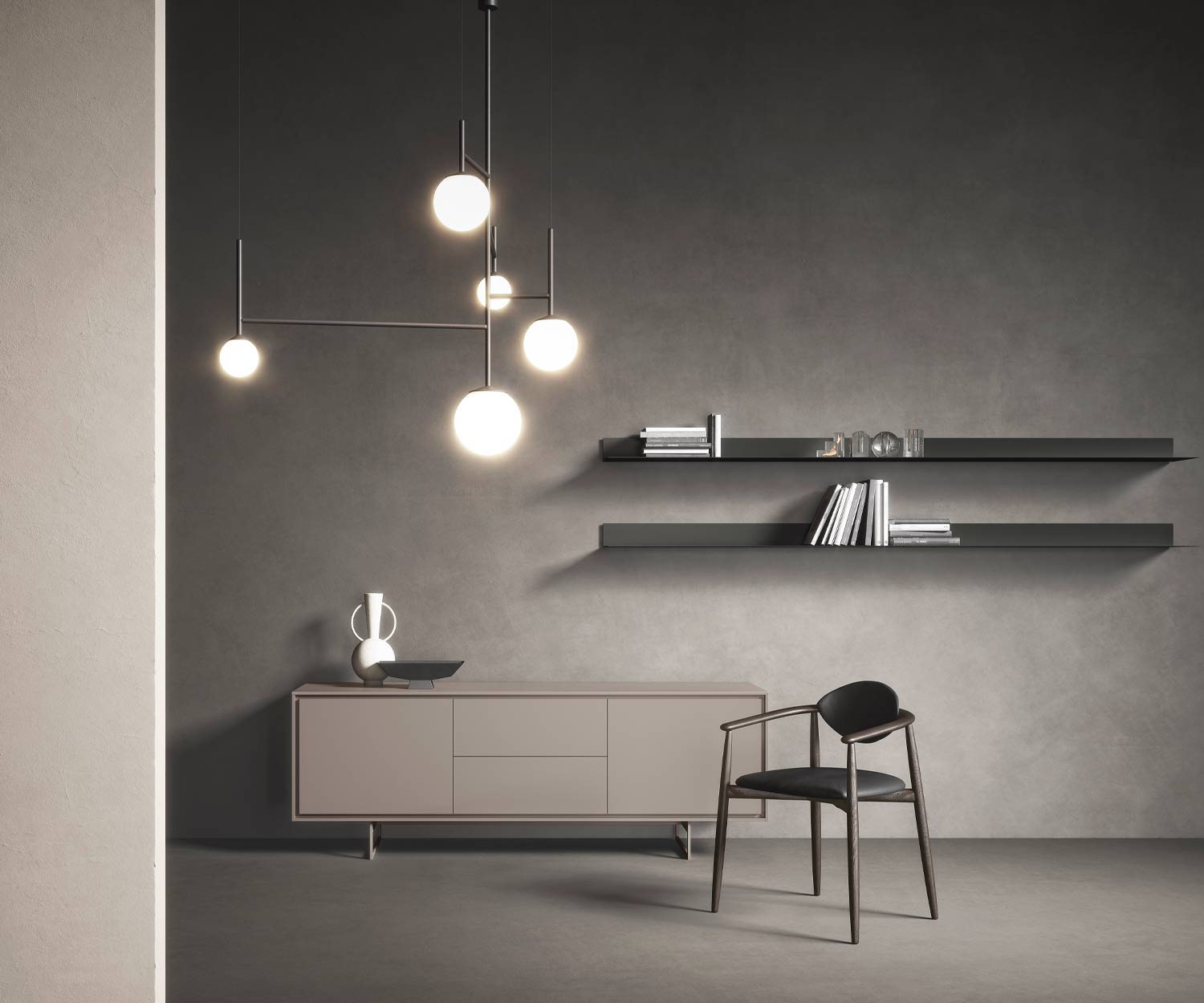 Designer Wohnzimmer Schrank in Beige Matt von Novamobili Designer Wohnzimmer Schrank in Beige Matt von Novamobili