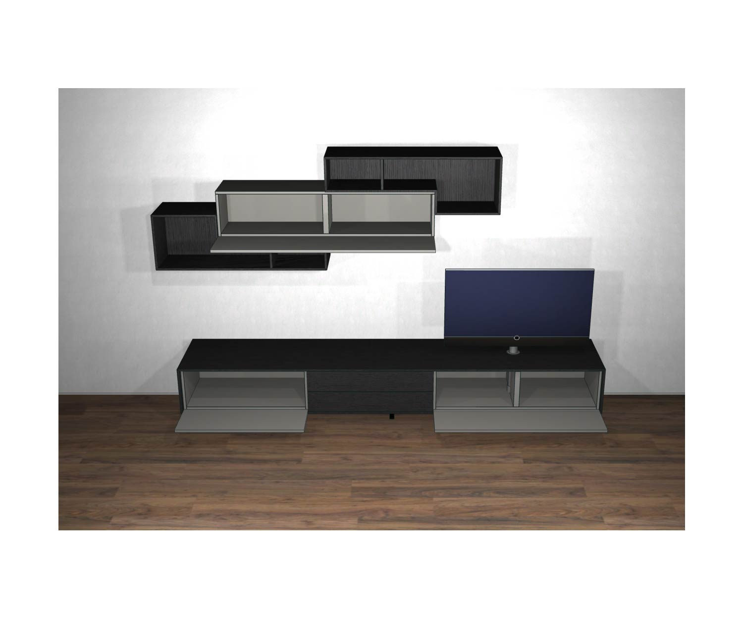 Livitalia Design Wohnwand C18 mit offenen Türen und Hängeschrank Elementen Livitalia Design Wohnwand C18 mit offenen Türen und Hängeschrank Elementen