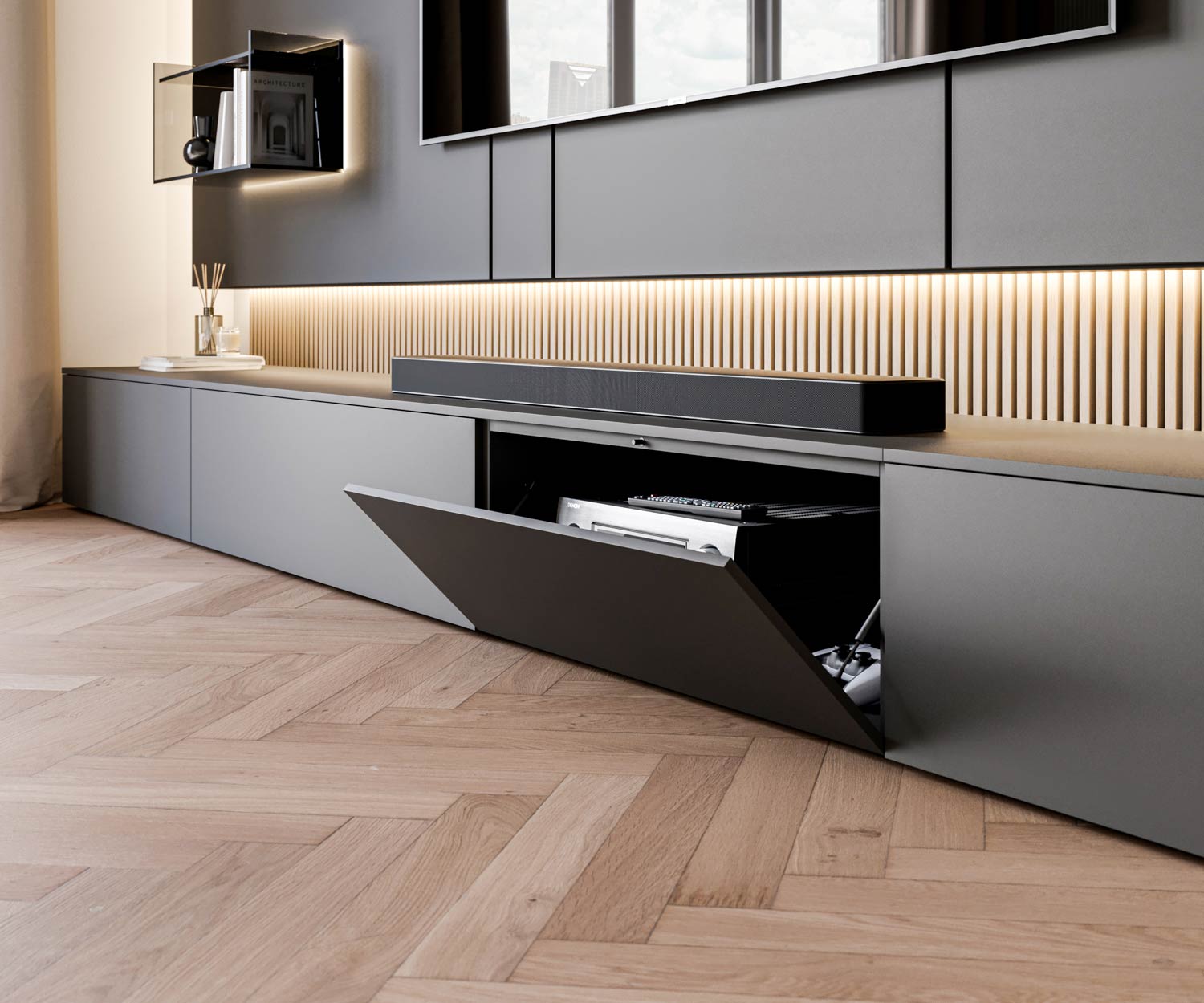 Livitalia Luxus Design TV Wohnwand C100 Livitalia Luxus Design TV Wohnwand C100