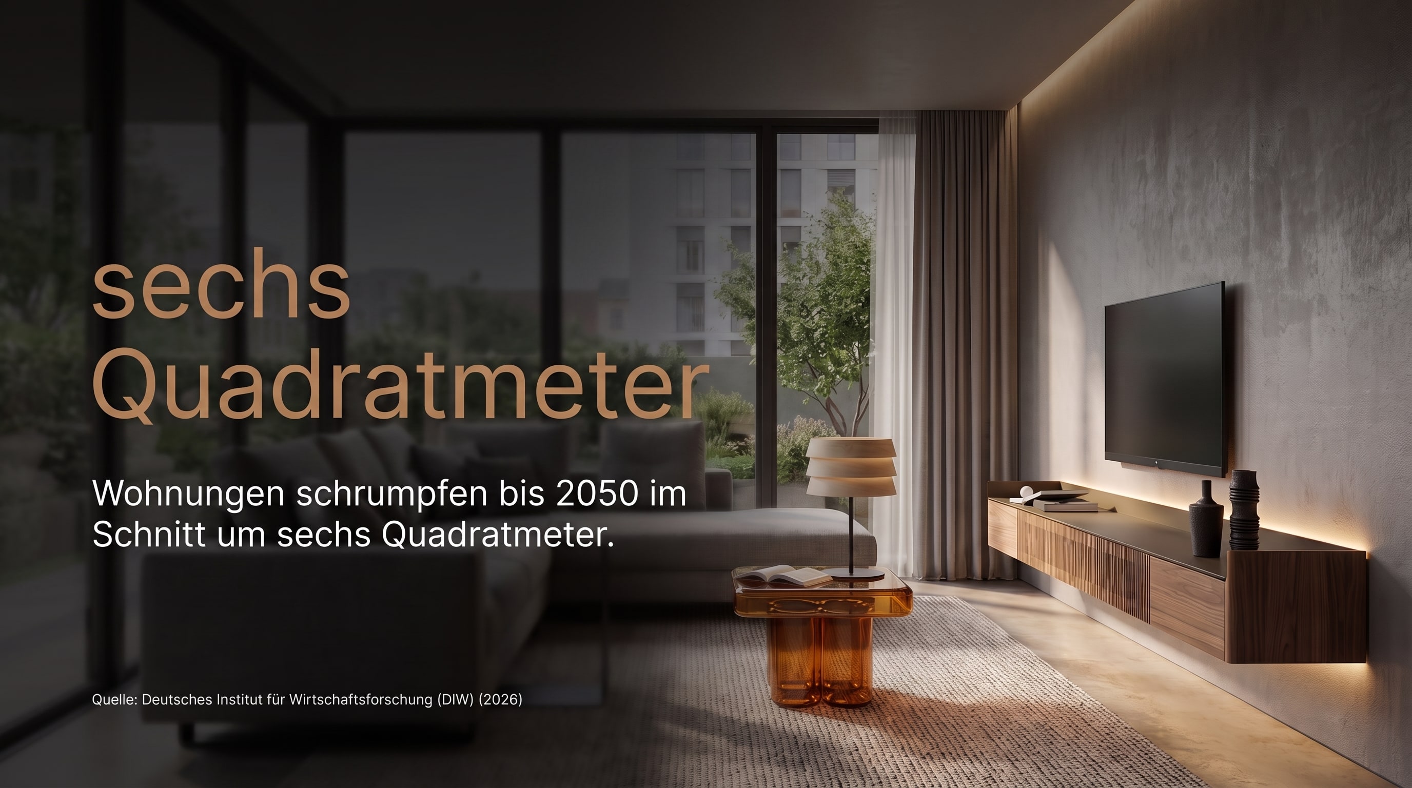 sechs Quadratmeter &ndash; Wohnungen schrumpfen bis 2050 im Schnitt um sechs Quadratmeter.