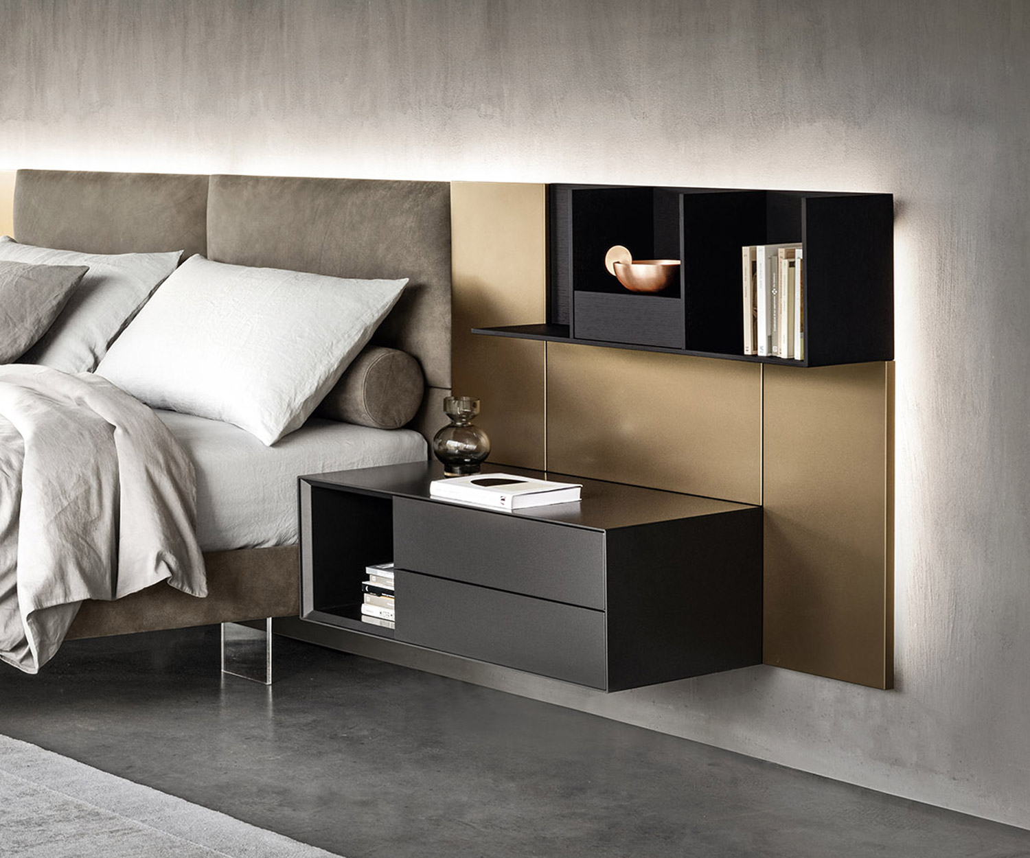 Exklusiver Design Nachttisch LIvitalia Ecletto Open Schwarz Matt lackiert Exklusiver Design Nachttisch LIvitalia Ecletto Open Schwarz Matt lackiert