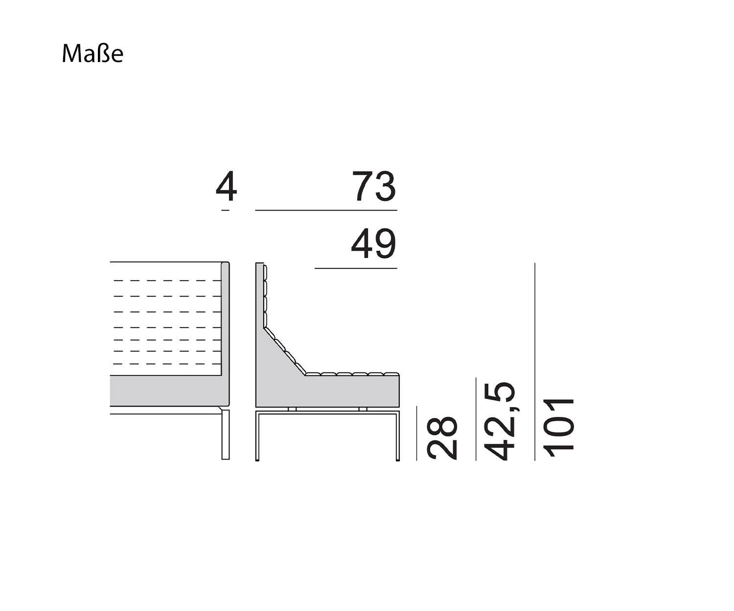Marelli Stripes Designer Sofa Details Größe Skizze