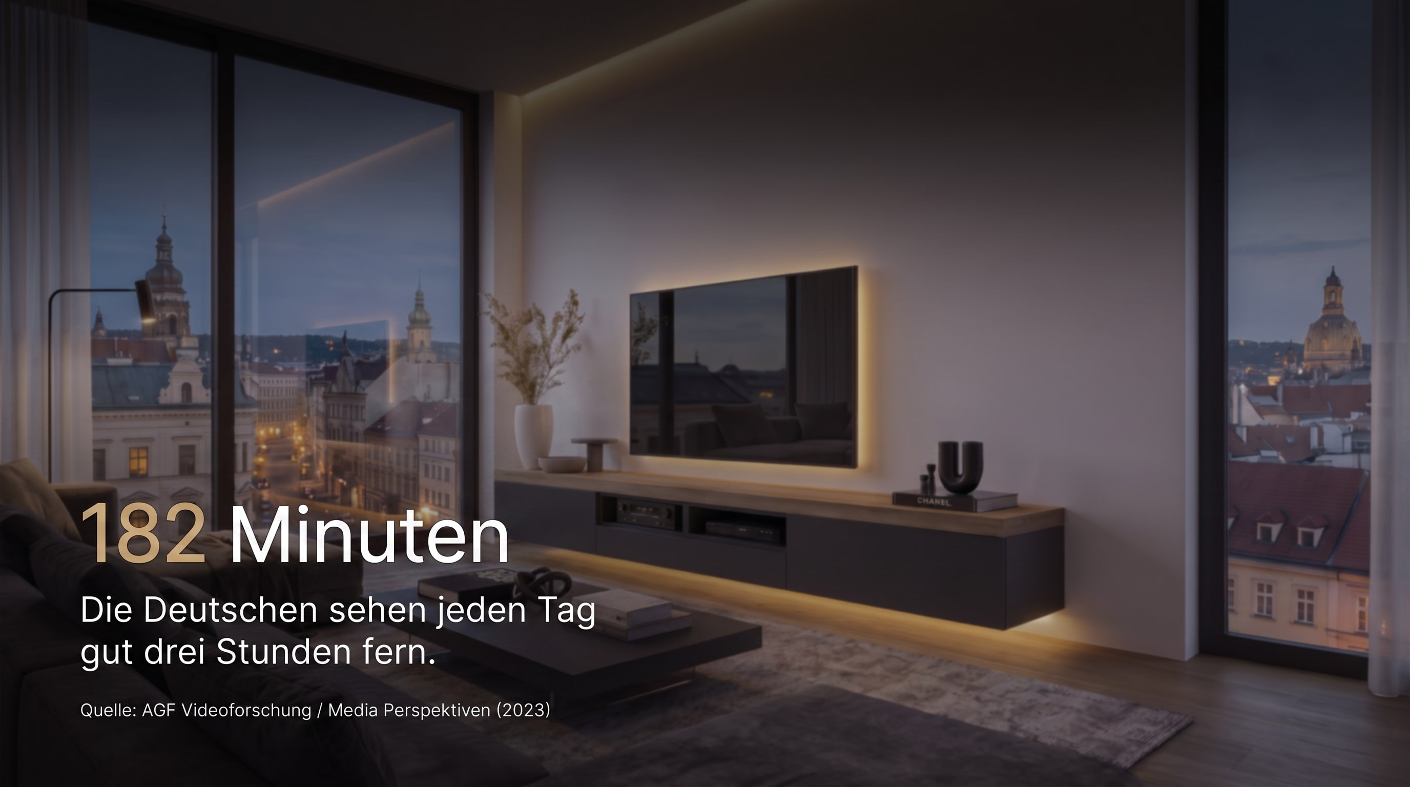 182 Minuten – Die Deutschen sehen jeden Tag gut drei Stunden fern.