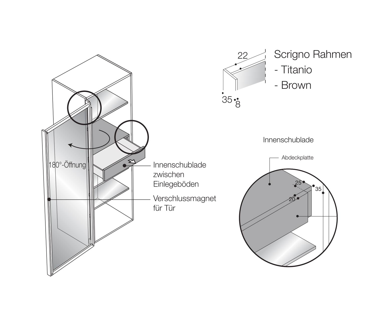 Hängende Design Glasvitrine Türen Details Hängende Design Glasvitrine Türen Details