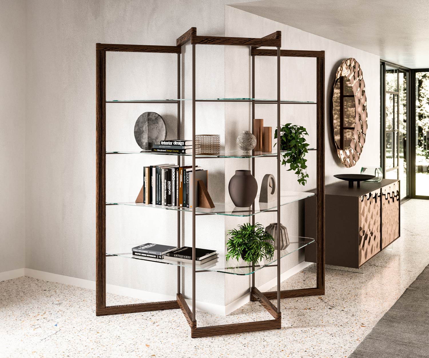 Ozzio Panto X016 Glasregal Raumteiler Transparent Ozzio Panto X016 Glasregal Raumteiler Transparent