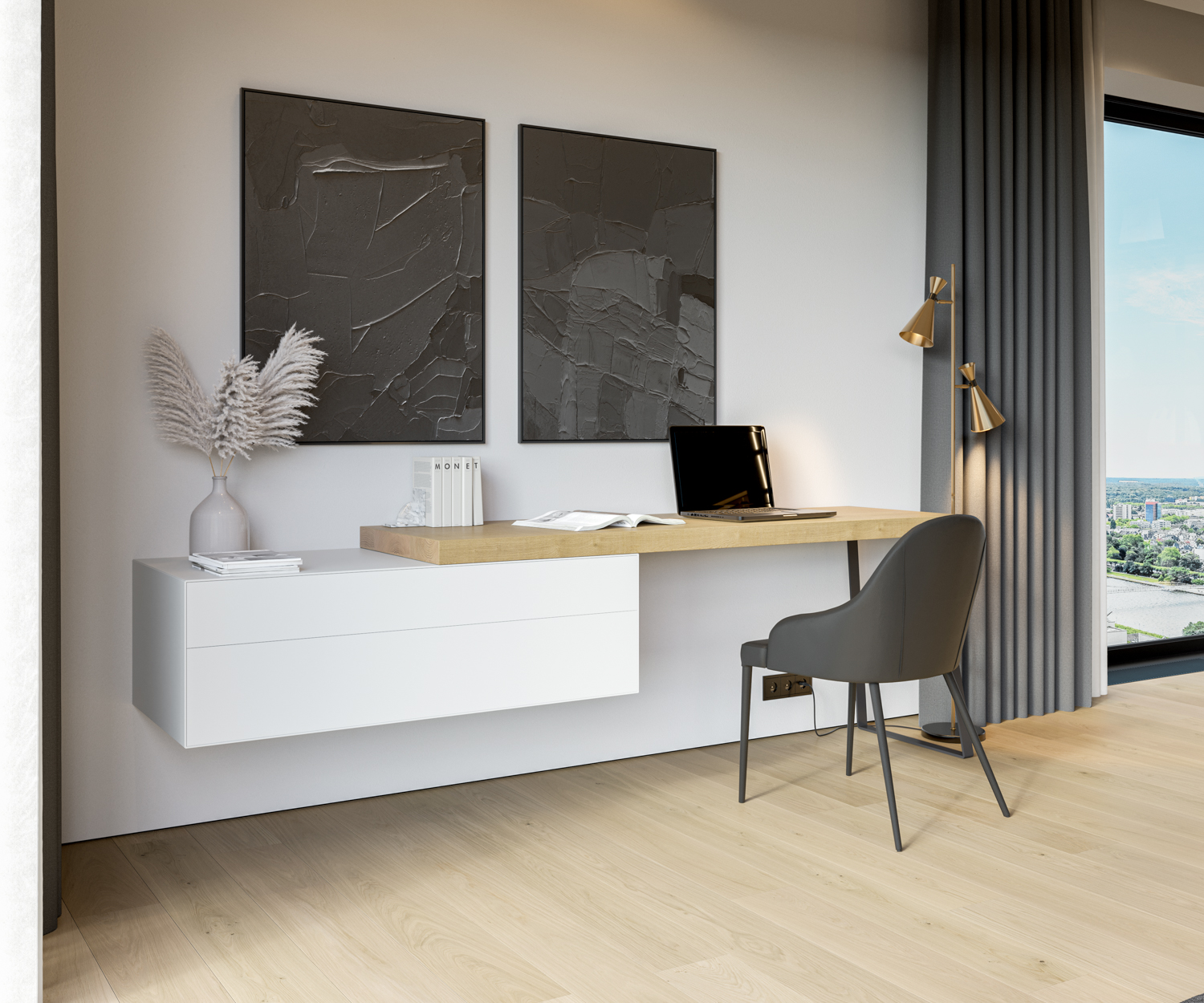 Schwebende Kommode für Wandmontage Schwebende Kommode für Wandmontage