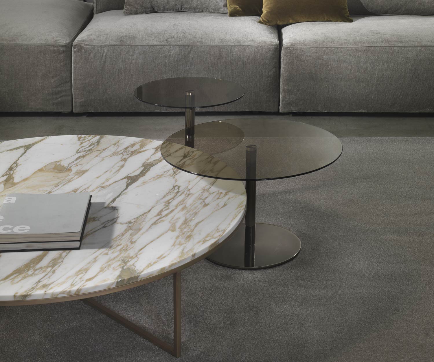 Exklusiver Marelli Design Beistelltisch Break Glas Tischplatte Bronze transparent Marelli Beistelltisch Break