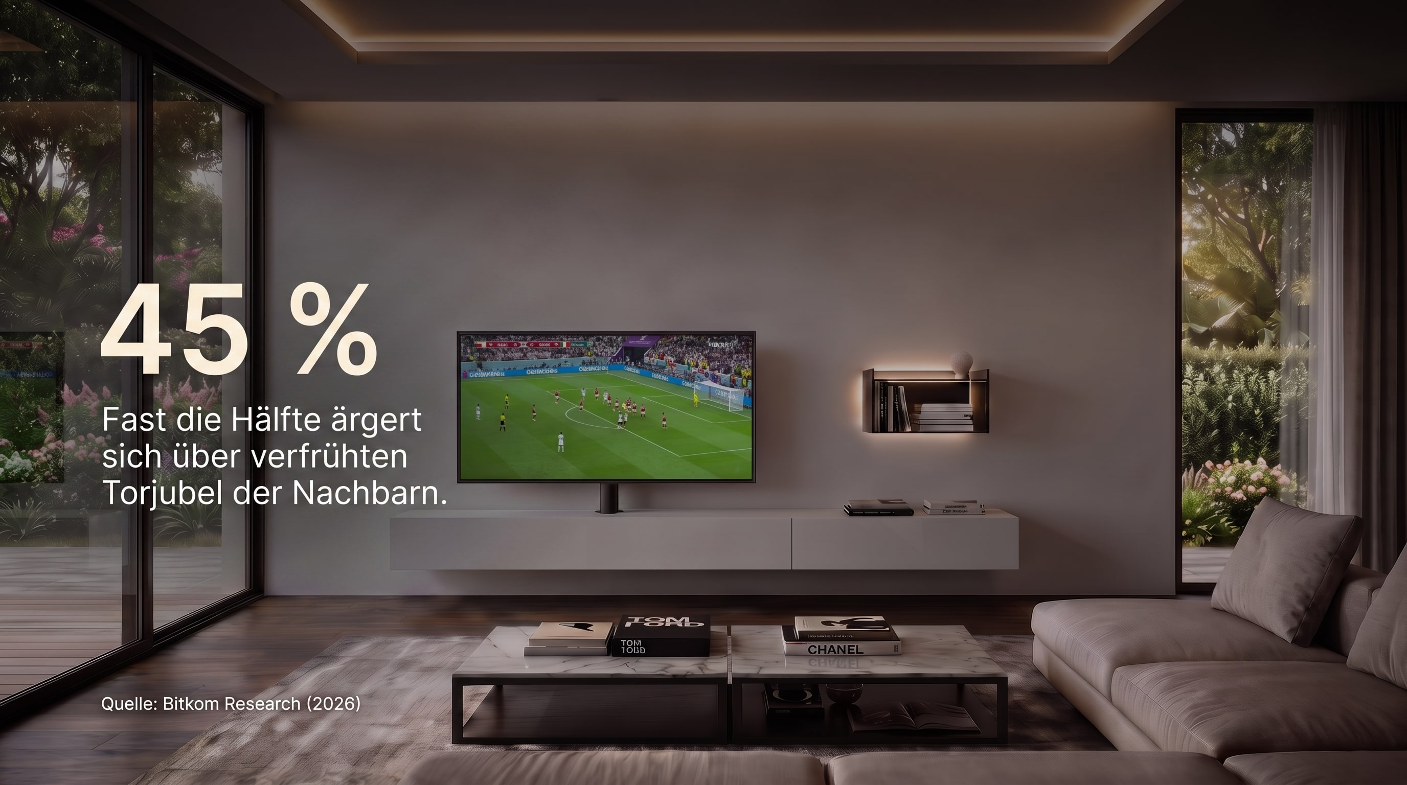 45 % &ndash; Fast die H&auml;lfte &auml;rgert sich &uuml;ber verfr&uuml;hten Torjubel der Nachbarn.