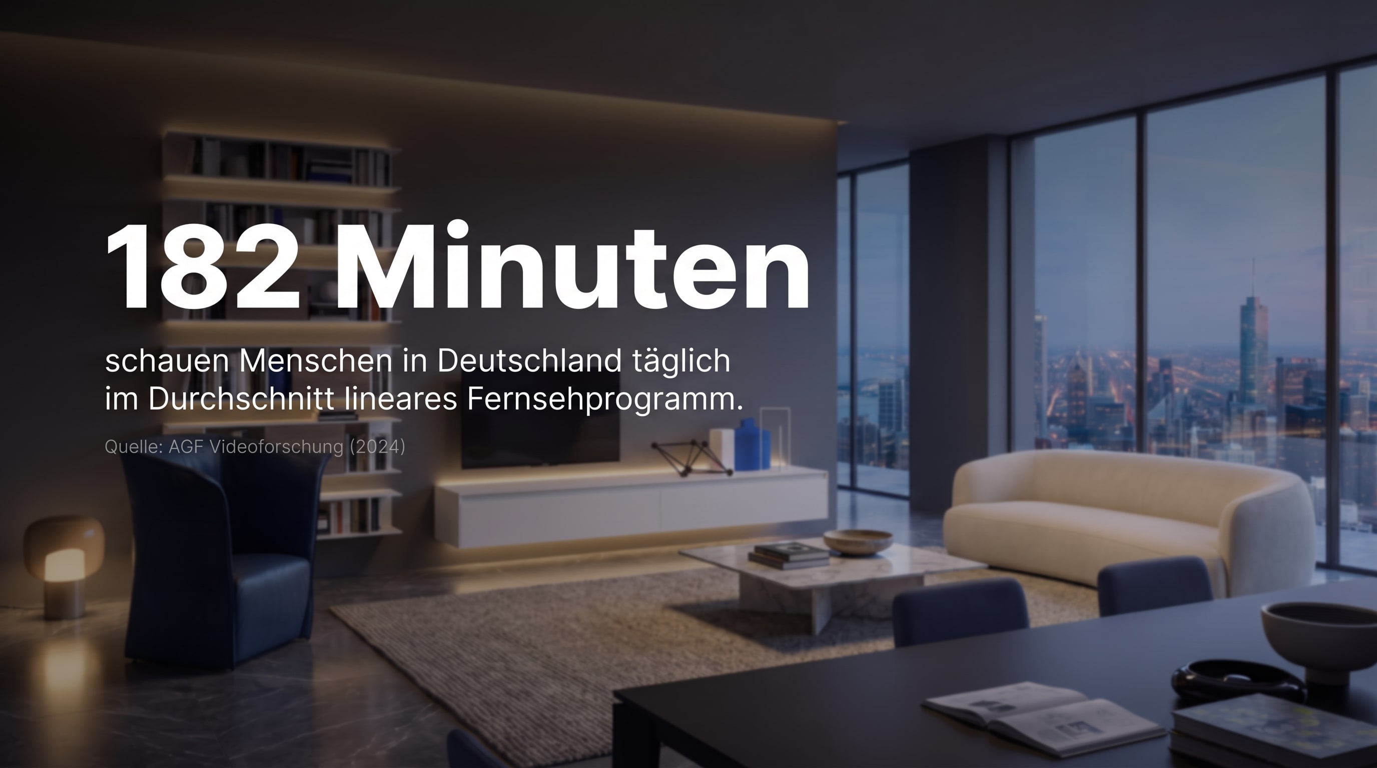 182 Minuten &ndash; schauen Menschen in Deutschland t&auml;glich im Durchschnitt lineares Fernsehprogramm.