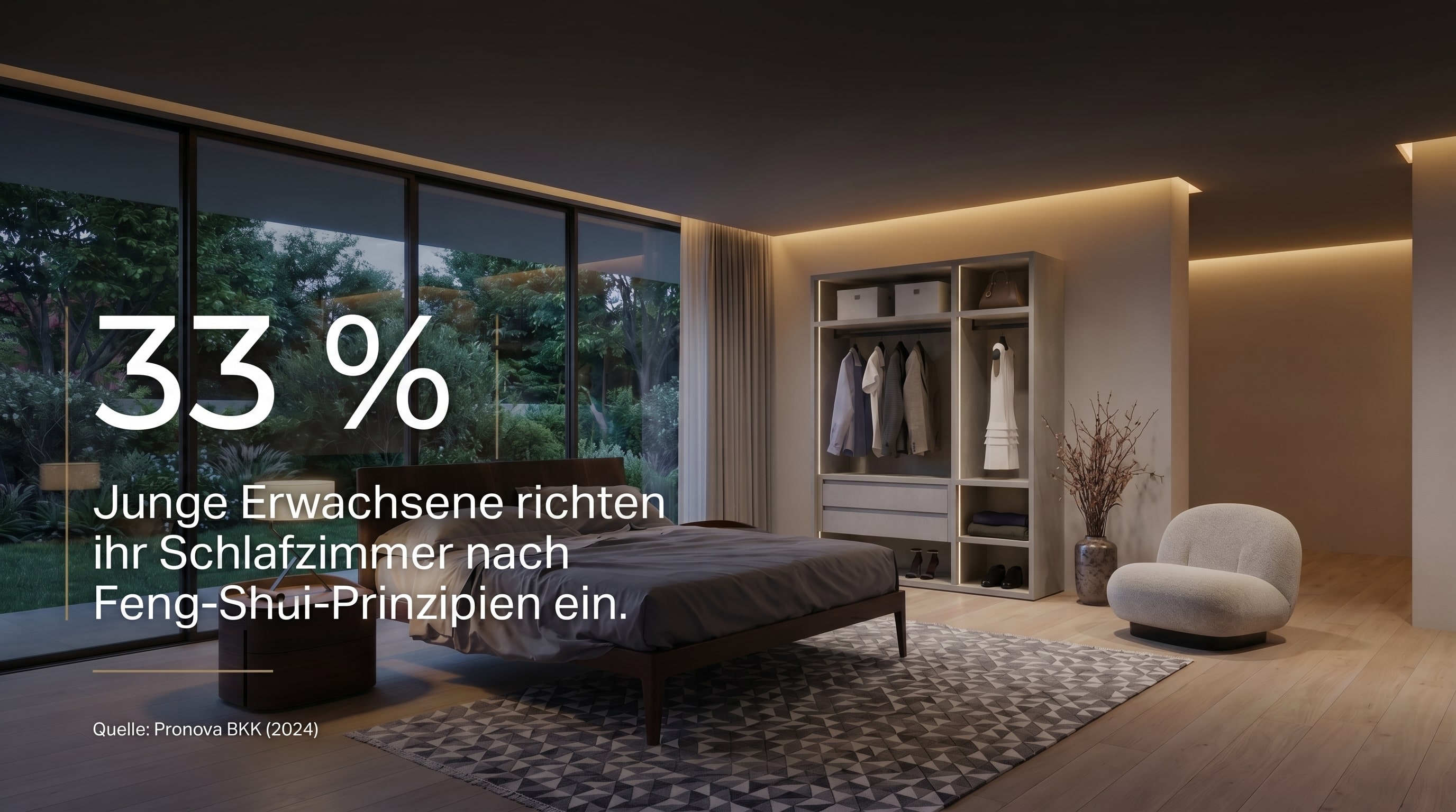 33 % – Junge Erwachsene richten ihr Schlafzimmer nach Feng-Shui-Prinzipien ein.