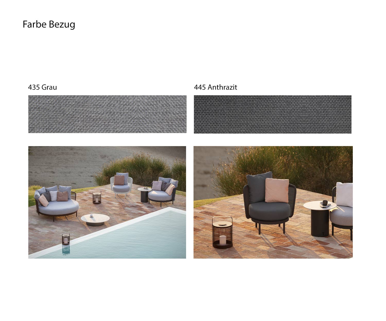 Todus Baza Round Lounge Chair Farben Farbmuster Stoffbezug Polster Weiß Grau Todus Baza Round Lounge Chair Farben Farbmuster Stoffbezug Polster Weiß Grau