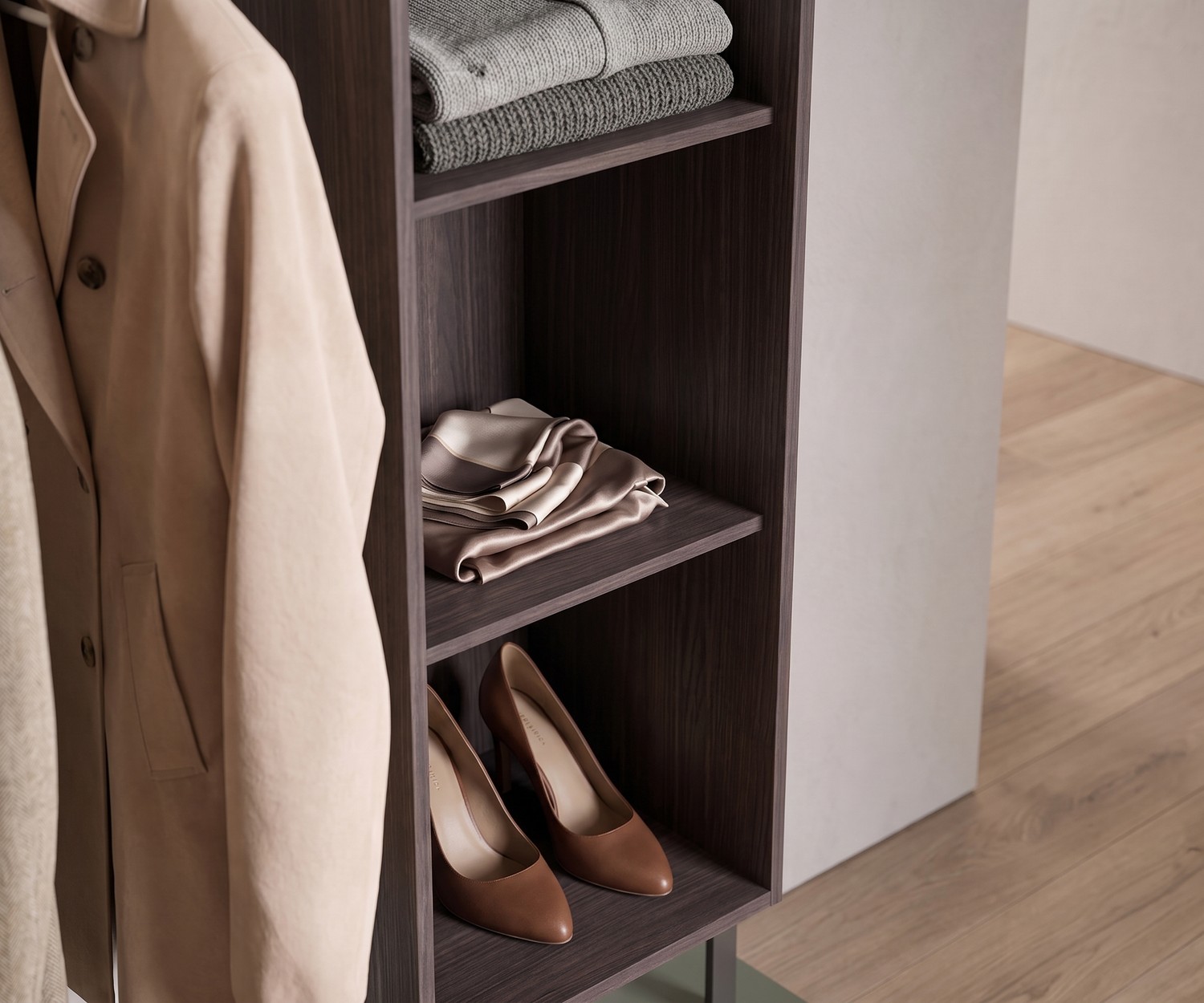 Novamobili Design Kommode Easy 4 mit Garderobe Kommode mit Garderobe Easy 4 im Flur, grünes Design-Flurmöbel mit Kleiderstange und Schubladen im minimalistischen Stil