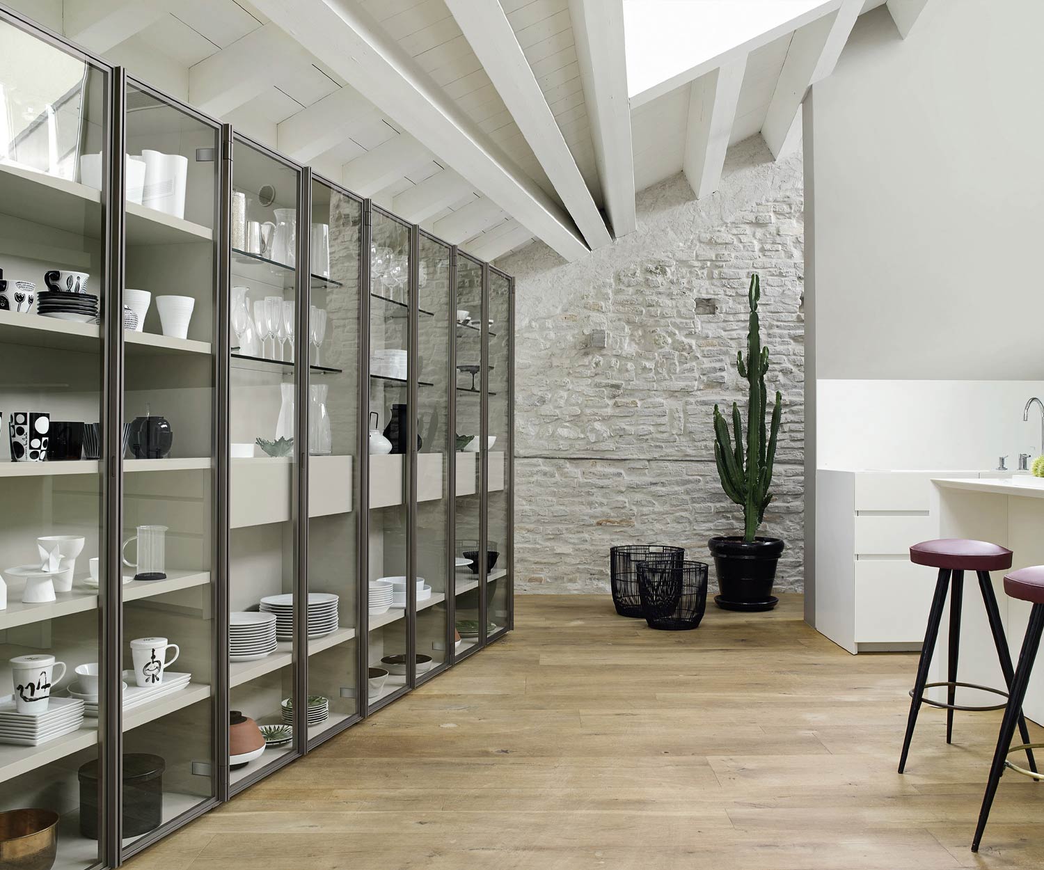 Modernes Livitalia Bücherregal mit Glasvitrine C63 Modernes Livitalia Bücherregal mit Glasvitrine C63