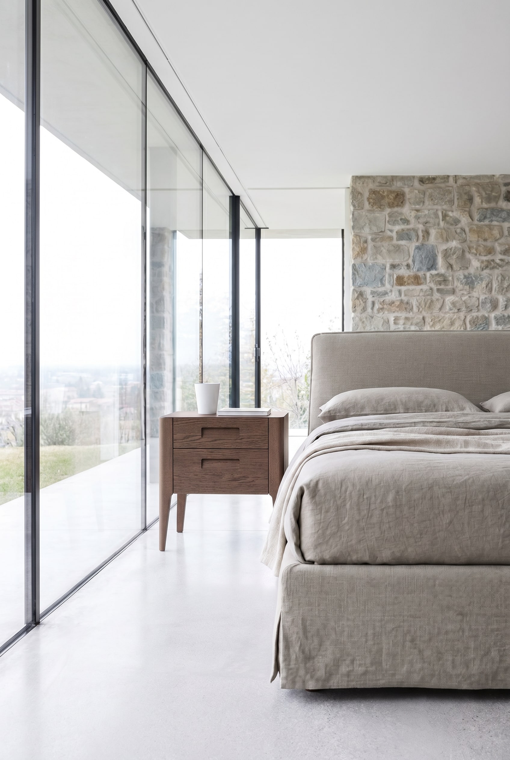 Novamobili Giotto Nachttisch aus Holz mit zwei Schubladen