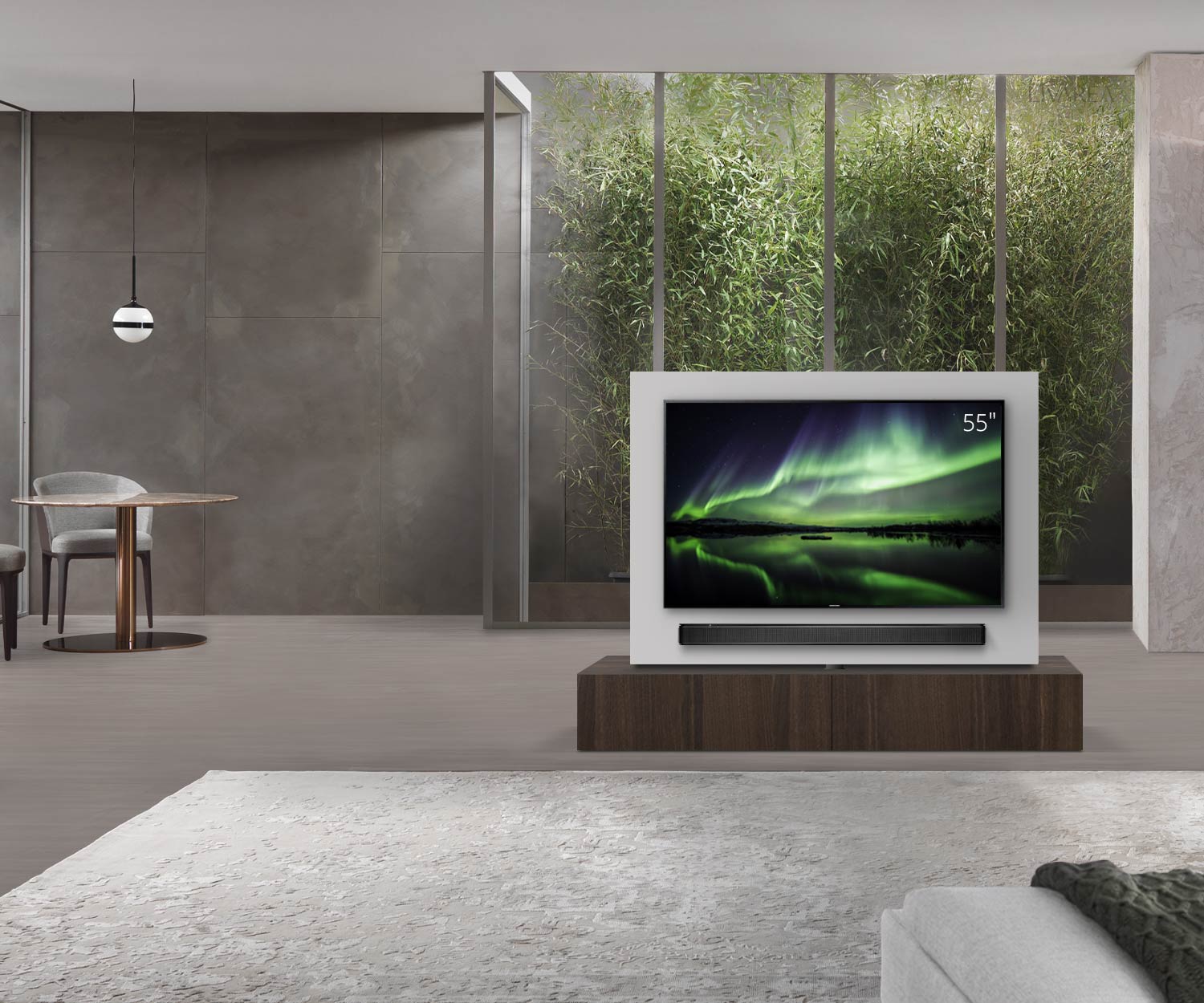 Livitalia Roto Design Lowboard Raumteiler mit drehbarem TV Paneel B180 65 H33 T47 EiBr ohne oBox Livitalia Roto Design Lowboard Raumteiler mit drehbarem TV Paneel B180 65 H33 T47 EiBr ohne oBox