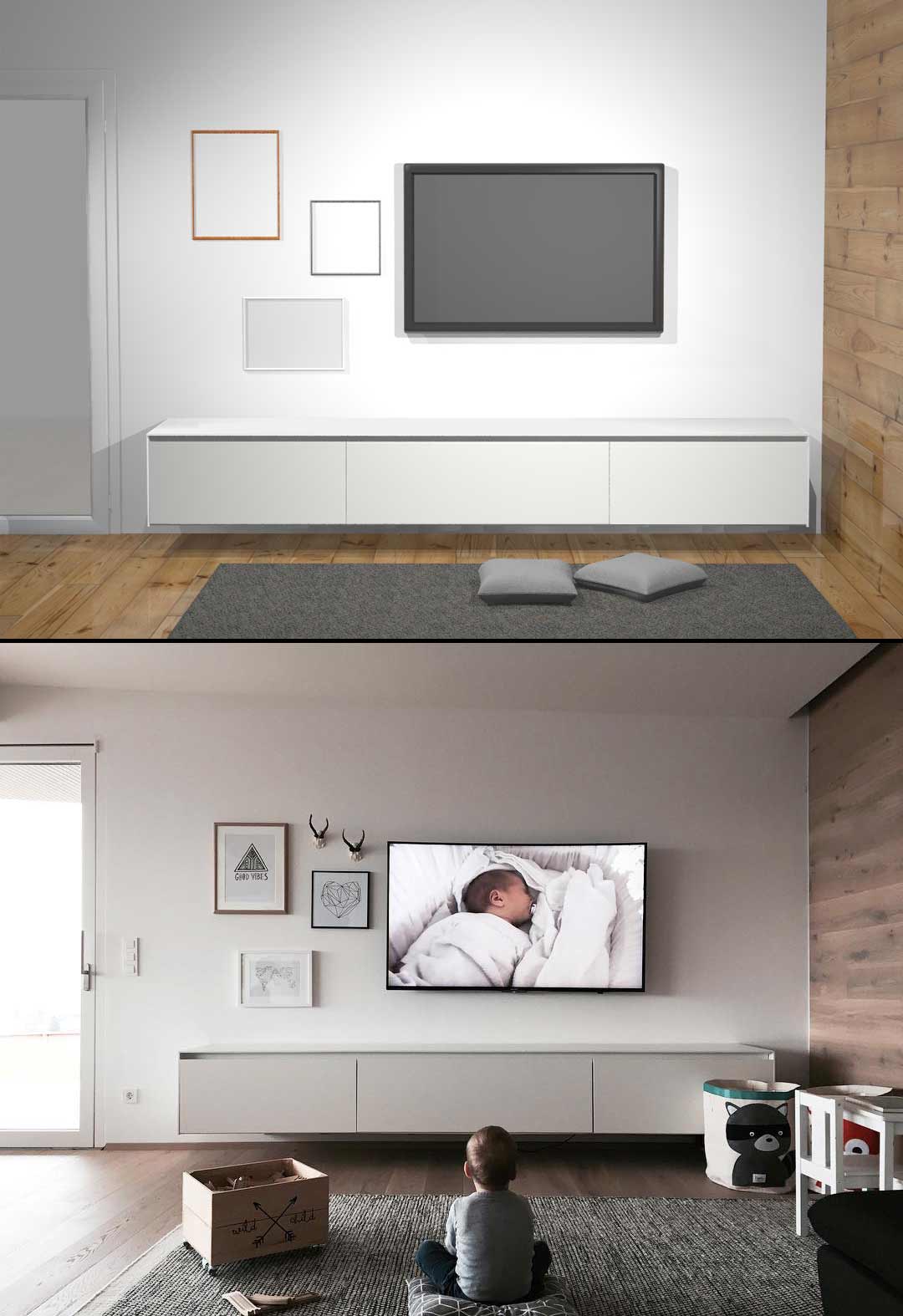 Weißes TV Lowboard nach Kundenwunsch
