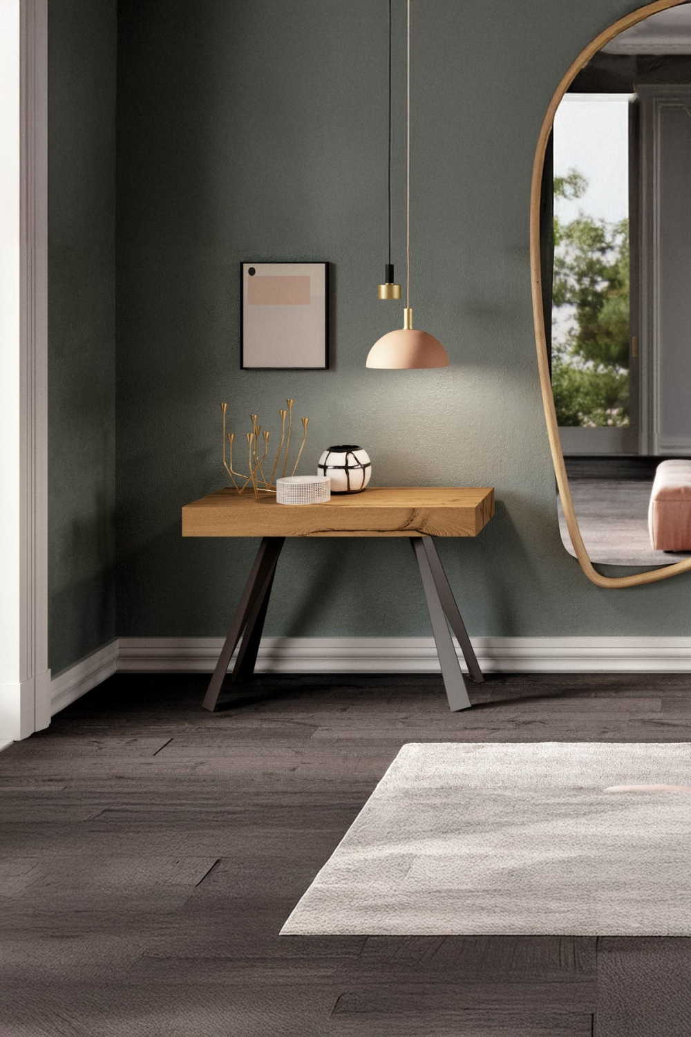 diele-mit-konsole-hngelampen-und-wandspiegel-in-modernen-designs