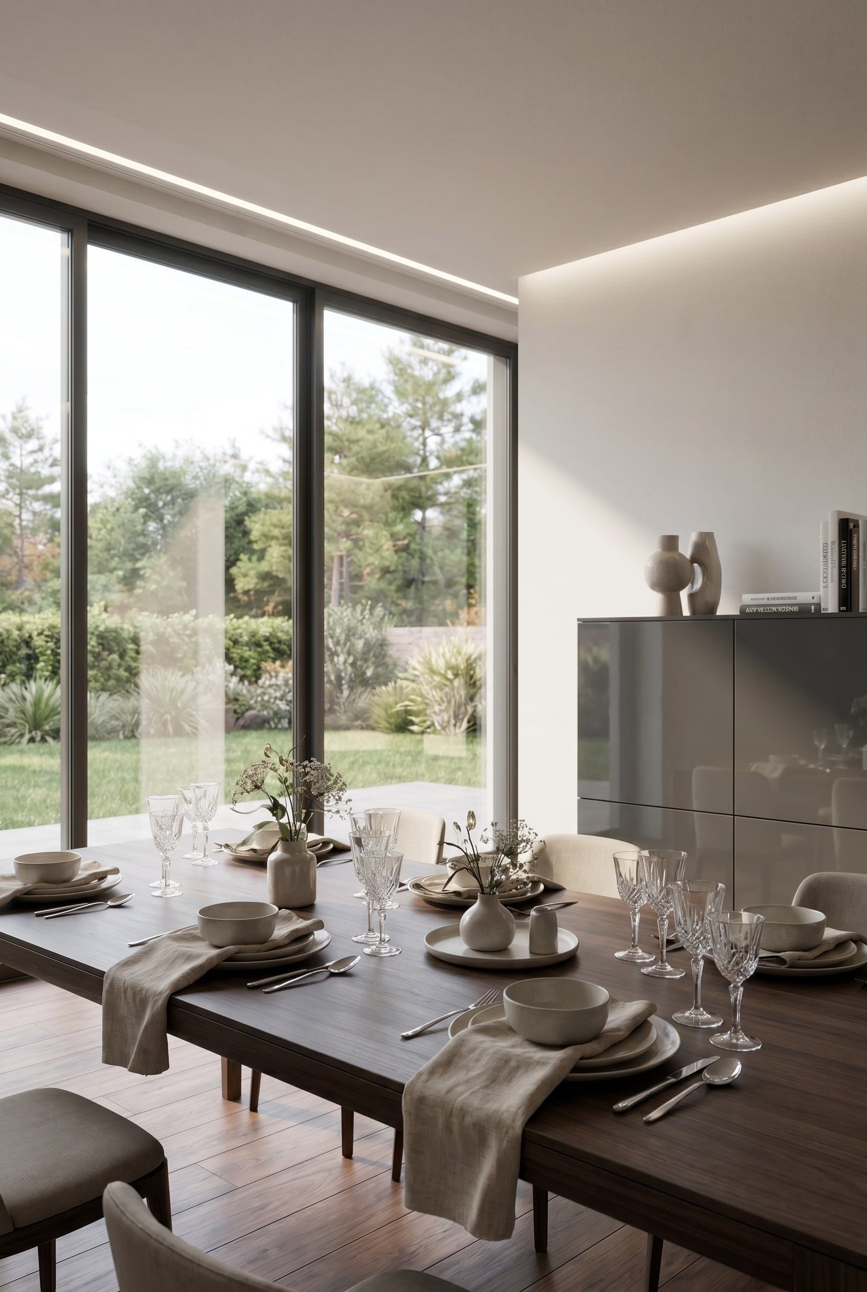 Mattes, puristisches Highboard im Essbereich