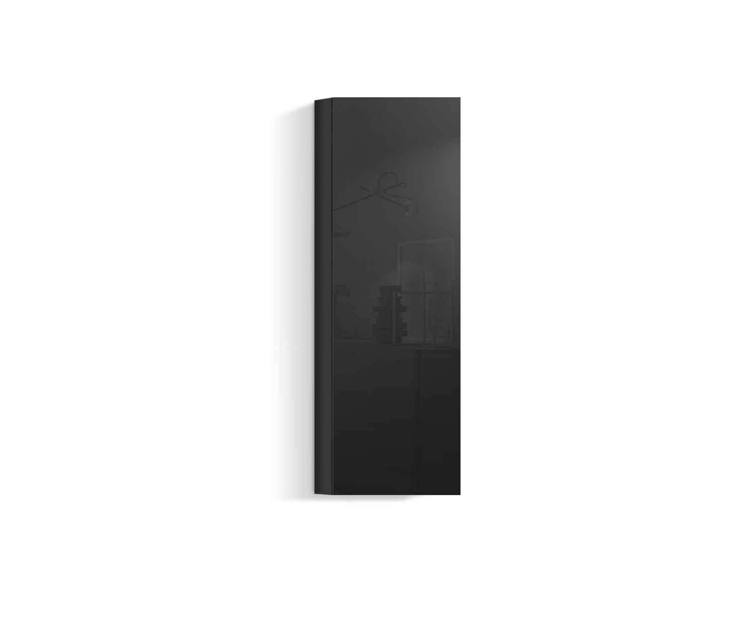 Design Wohnzimmer Hängeschrank Vertikal H128 B45 schwarz418 Design Wohnzimmer Hängeschrank Vertikal H128 B45 schwarz418
