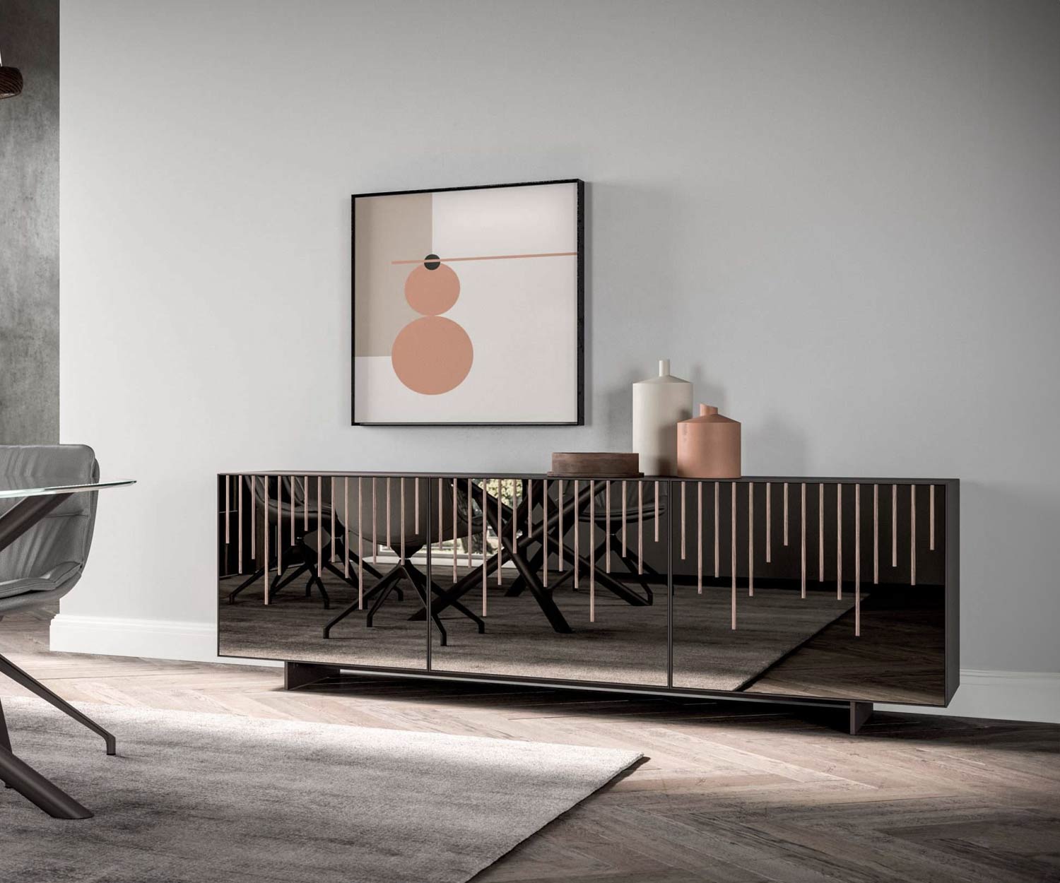 Design Sideboard mit spiegel glas front rauch Design Sideboard mit spiegel glas front rauch