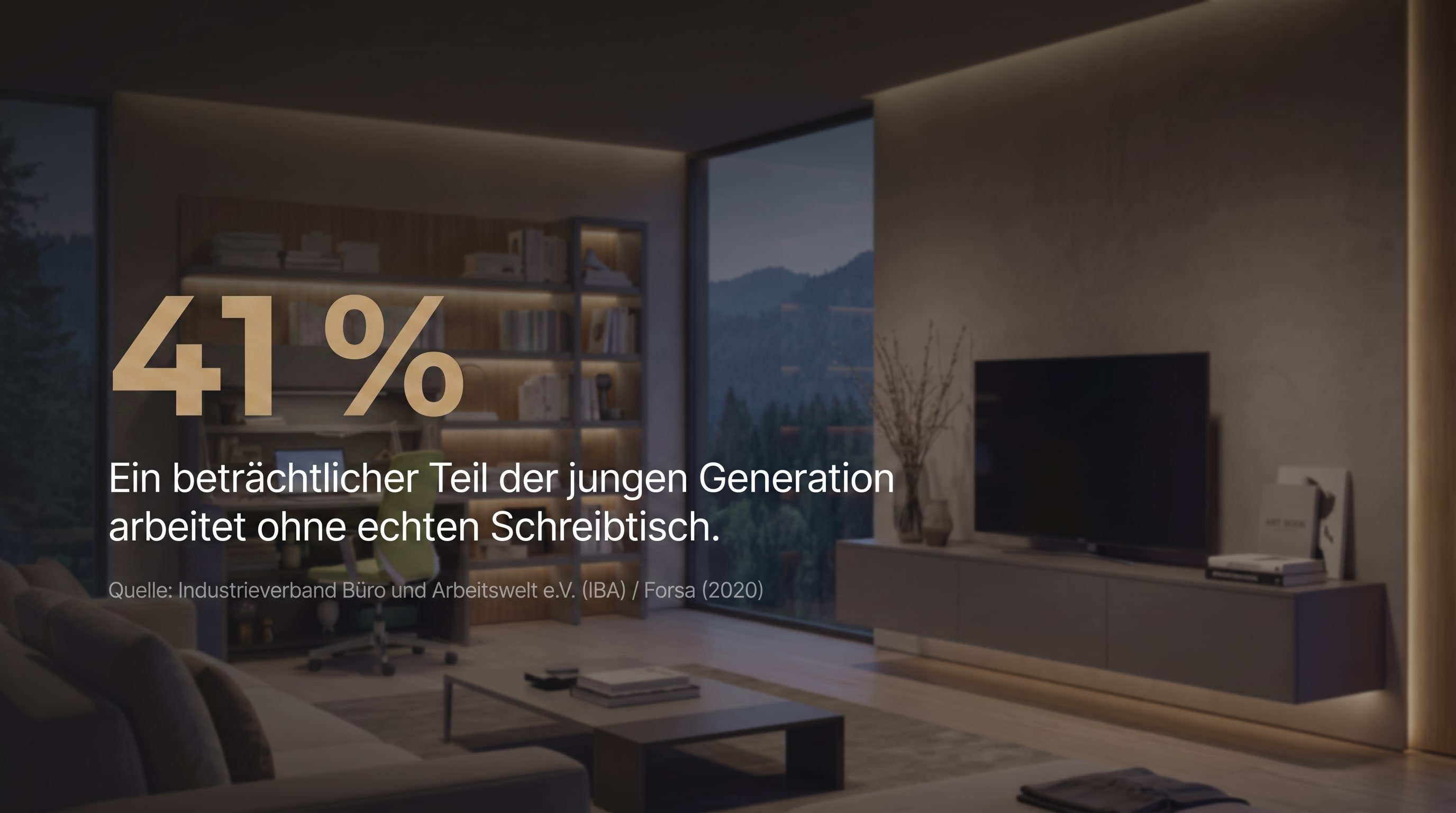 41 % – Ein beträchtlicher Teil der jungen Generation arbeitet ohne echten Schreibtisch.