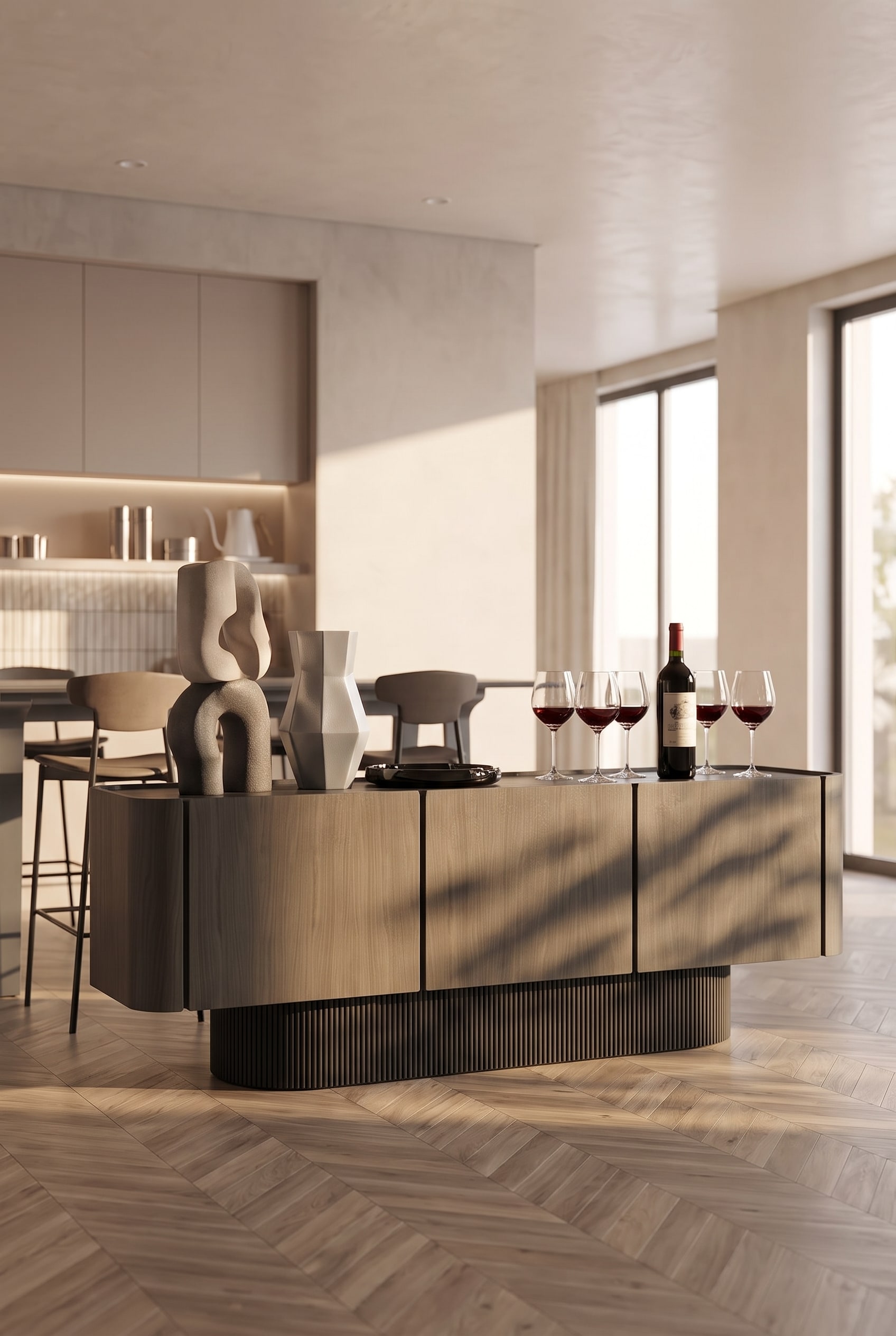 Esszimmer Sideboard im skulpturalen Design Esszimmer Sideboard im skulpturalen Design