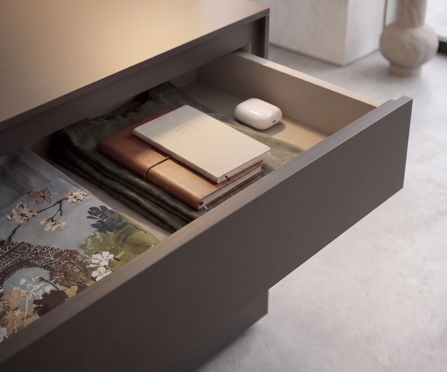 Easy Design Kommode von Novamobili mit 3 Schubladen in Weiß, minimalistisches Sideboard fürs Schlafzimmer