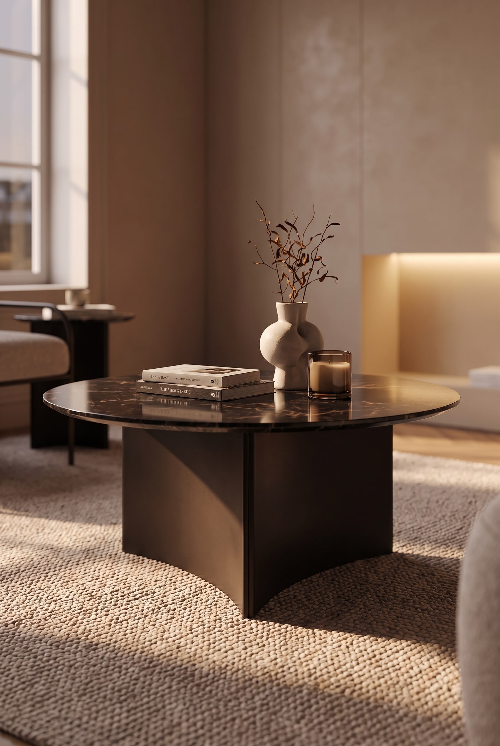 Detailansicht des Livitalia Couchtisch Fiocco mit blütenblattförmigem Metallgestell