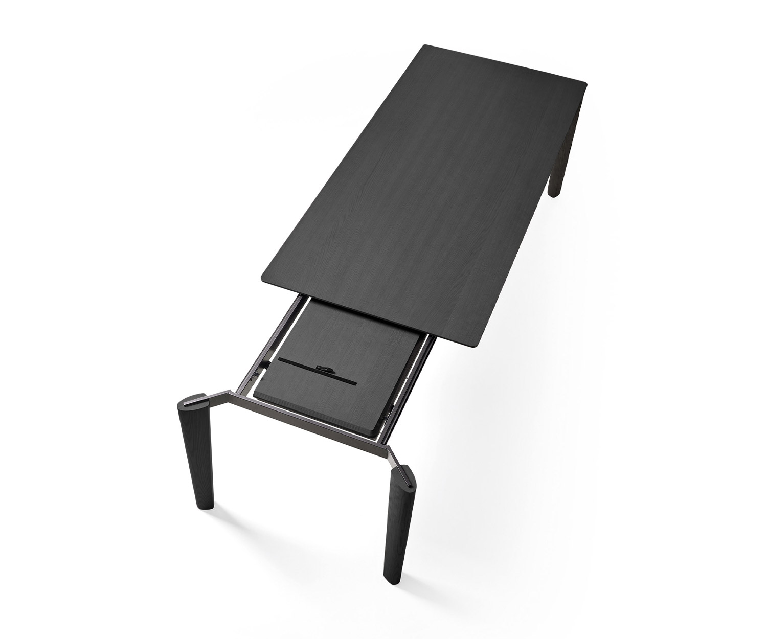 Verlängerbarer Livitalia Desco Desginer Esstisch mit Blick auf den Metallrahmen Verlängerbarer Livitalia Desco Desginer Esstisch mit Blick auf den Metallrahmen