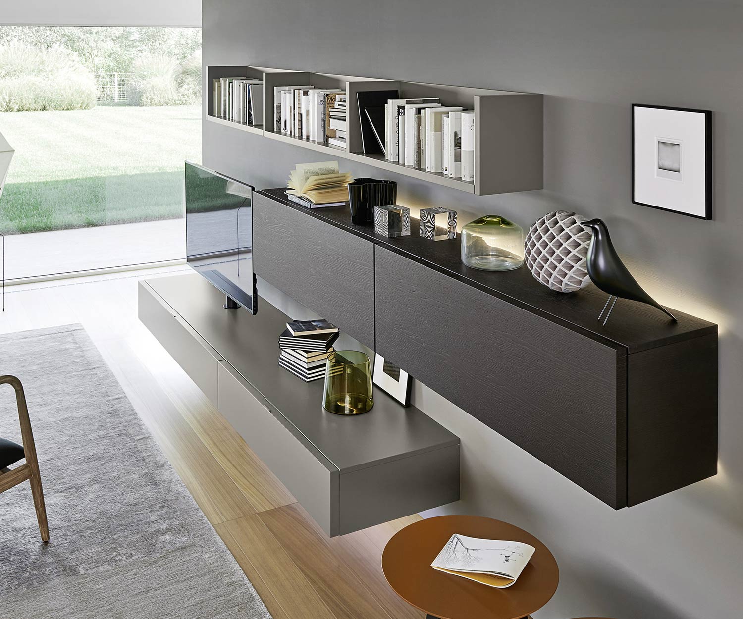 Hochwertige Livitalia Design Wohnwand C60 mit LED Beleuchtung Hochwertige Livitalia Design Wohnwand C60 mit LED Beleuchtung