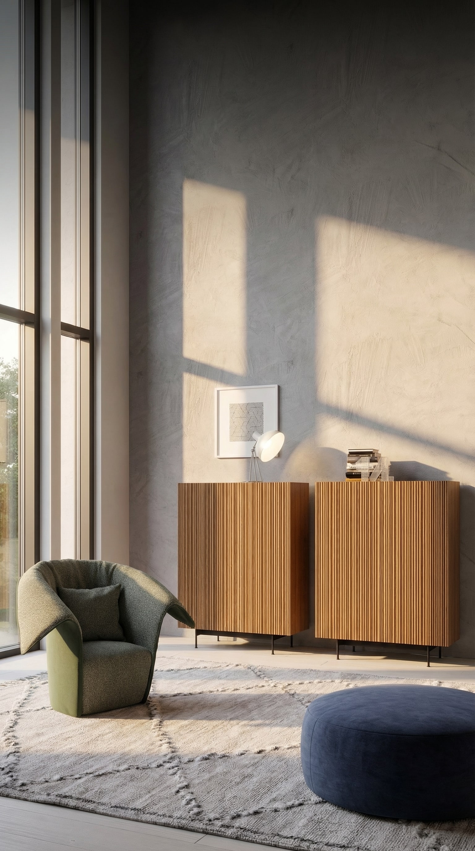 Novamobili Sideboard / Highboard Bay in einem eleganten, lichtdurchfluteten Wohnraum mit stilvoller Kunst. Novamobili Sideboard / Highboard Bay in einem eleganten, lichtdurchfluteten Wohnraum mit stilvoller Kunst.