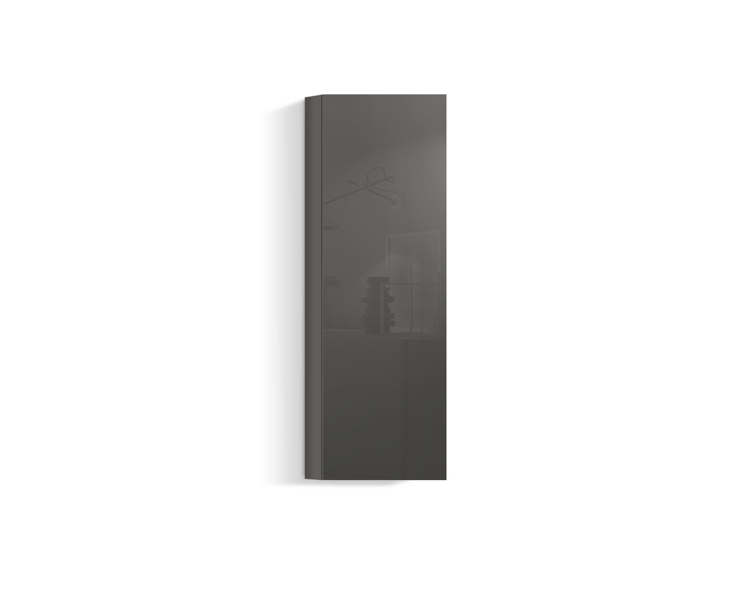 Exquisiter Livitalia Hängeschrank Vertikal Dunkelgrau Hochglanz Exquisiter Livitalia Hängeschrank Vertikal Dunkelgrau Hochglanz