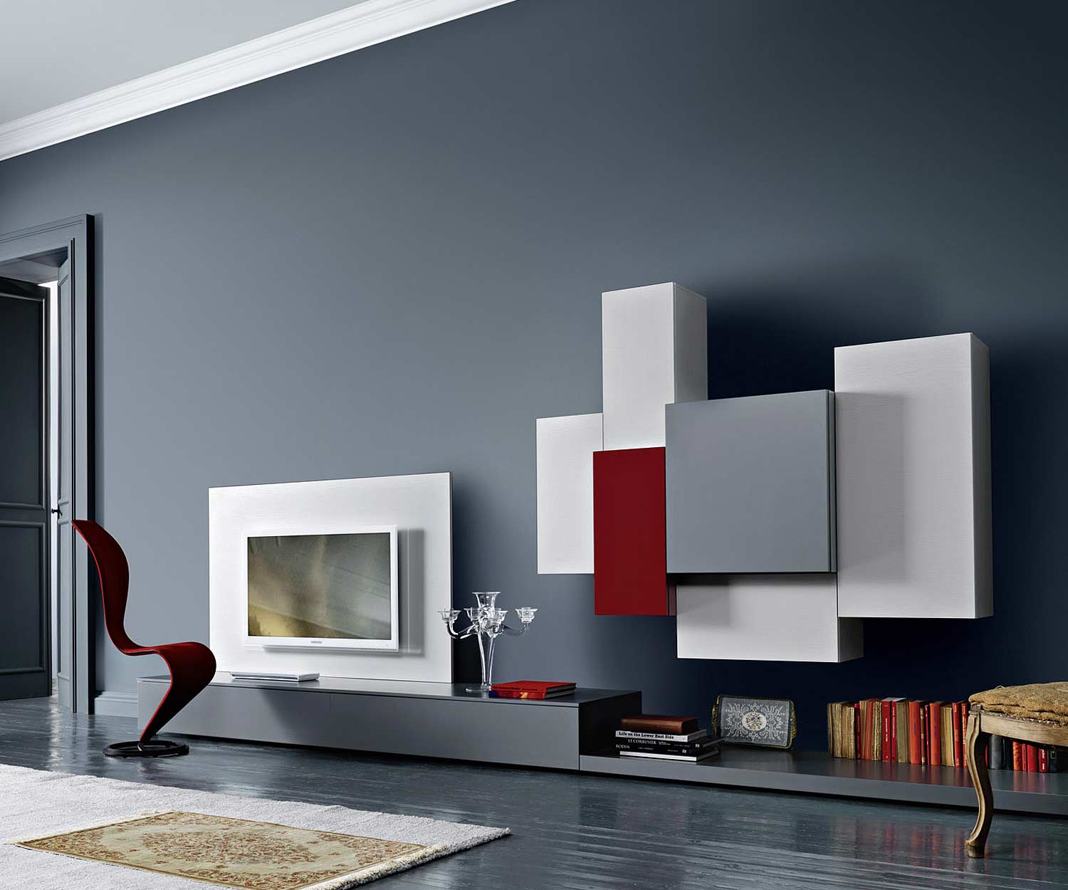 Exklusives Livitalia TV Design Wandpaneel in Dunkelgrau Matt Exklusives Livitalia TV Design Wandpaneel in Dunkelgrau Matt