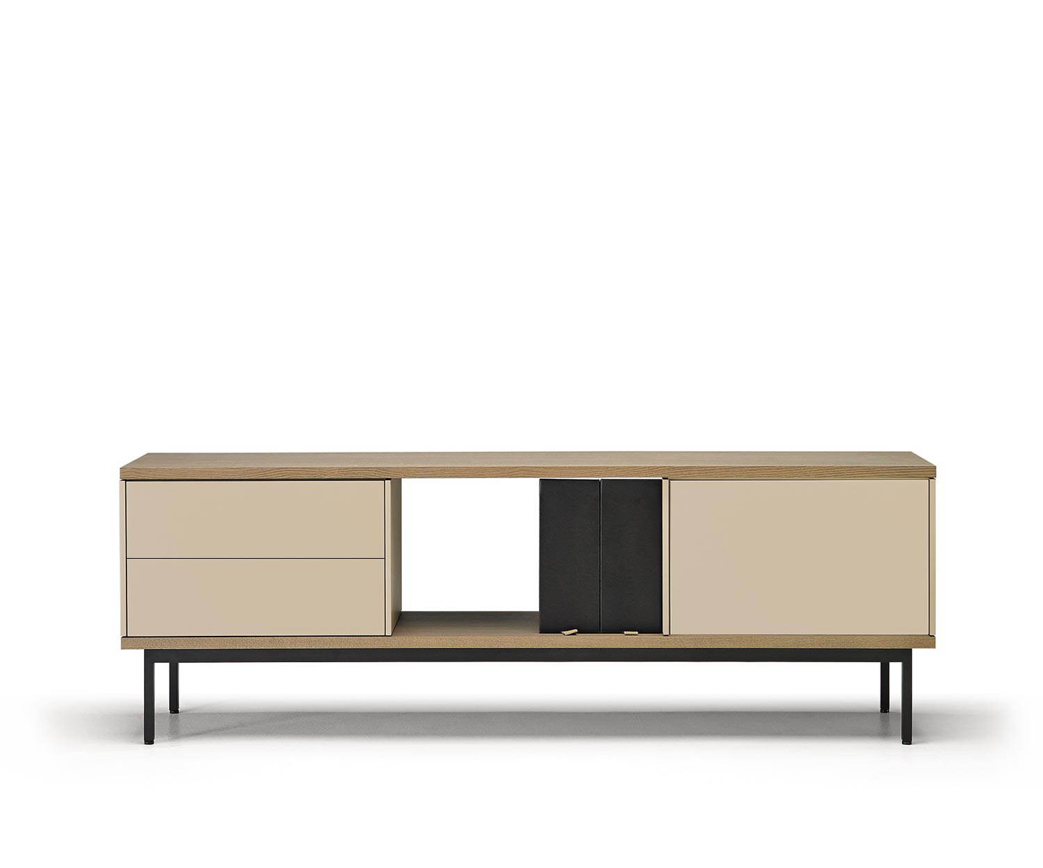 Exklusives Punt Design Sideboard Slats Schubladen offen Tür in Eiche Beige Exklusives Punt Design Sideboard Slats Schubladen offen Tür in Eiche Beige