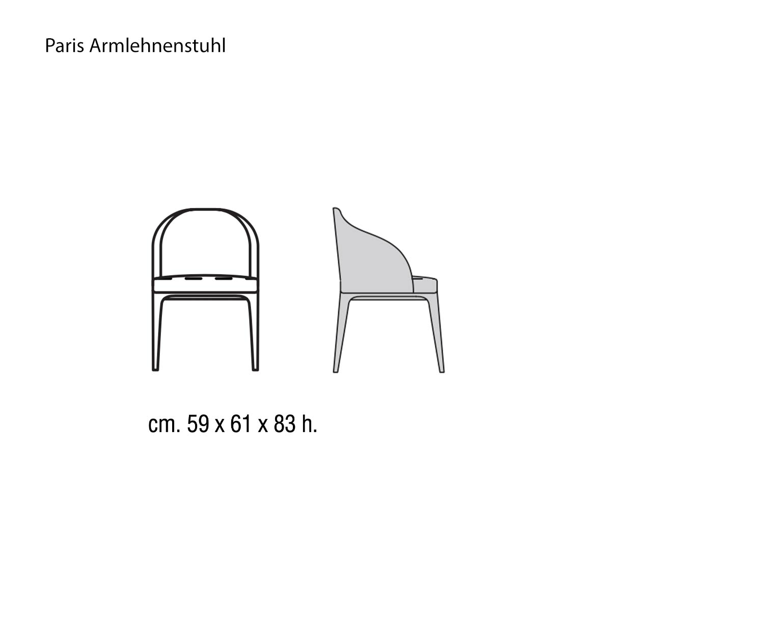 Marelli Paris Armlehnenstuhl Skizze Maße Größen Größenangaben Marelli Paris Armlehnenstuhl Skizze Maße Größen Größenangaben